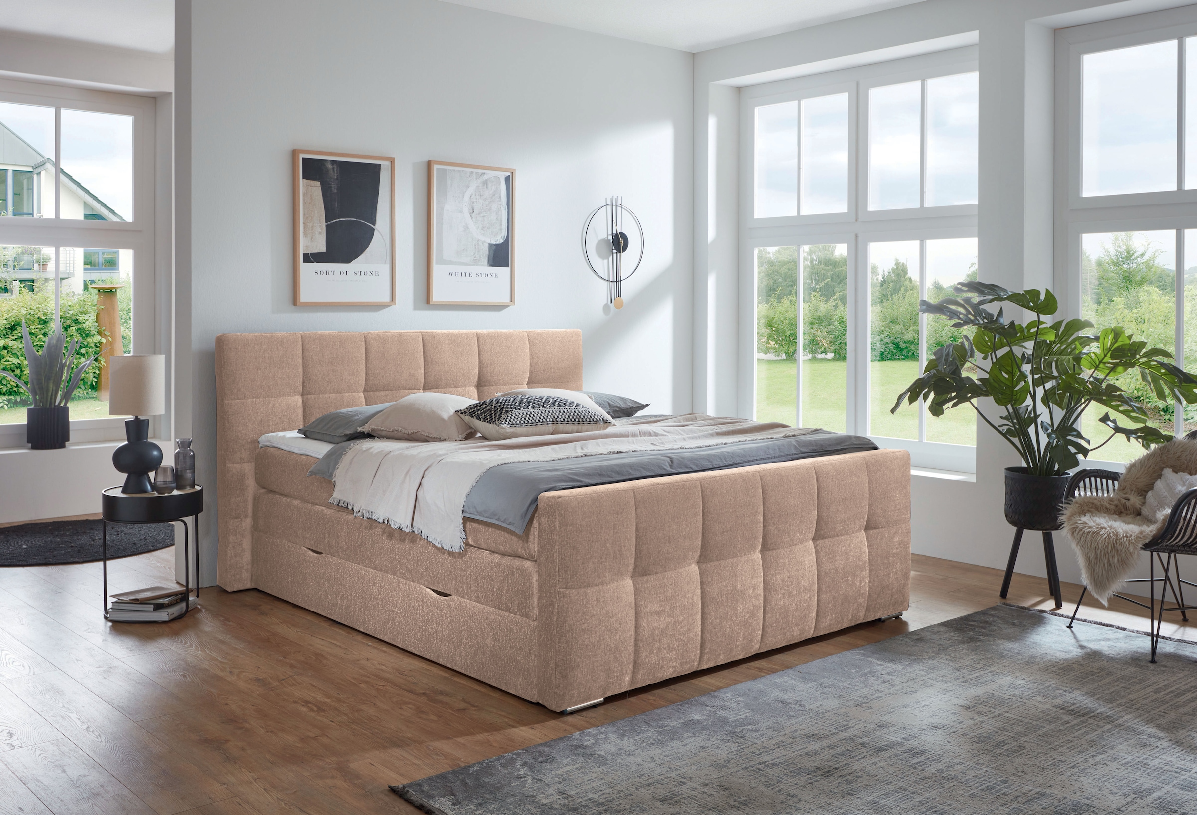 Places of Style Boxspringbett »Rosà«, H3/H3, H3/H4, H4/H4 möglich