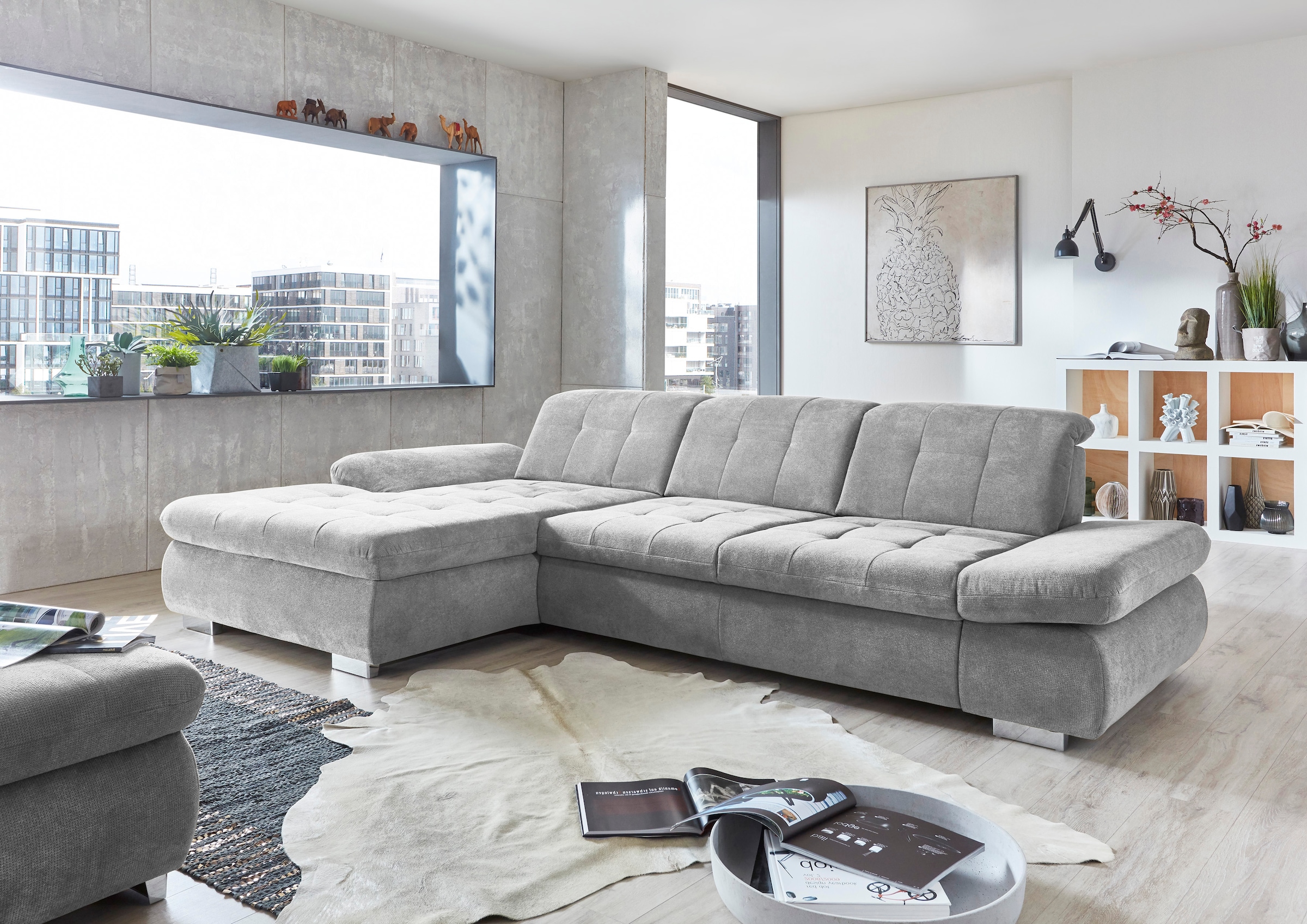 Die PlanBar Ecksofa »MP-IN17004 L-Form«, wahlweise mit Bettfunktion, Sitztiefen- und Kopfteilverstellung