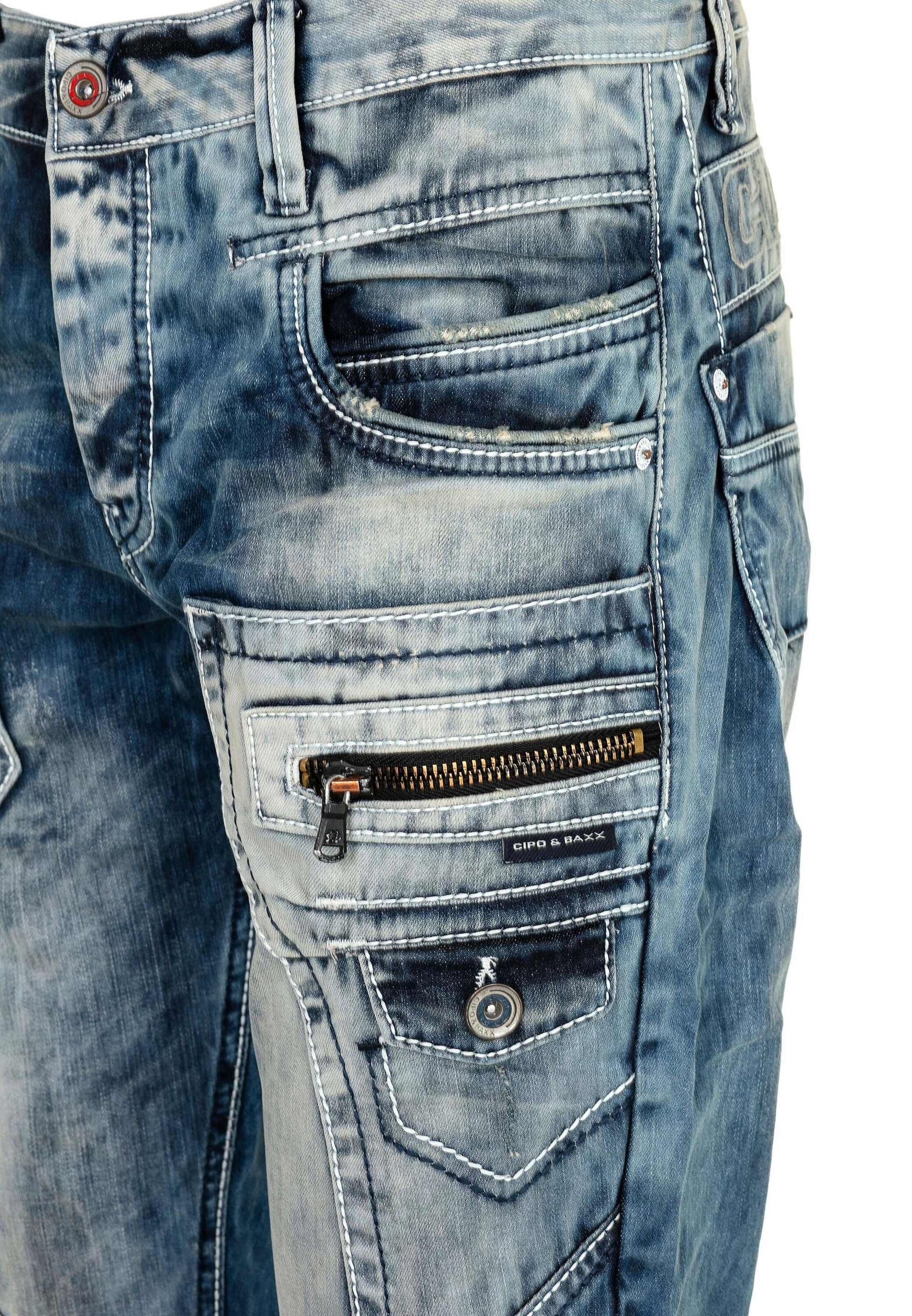 Cipo & Baxx 5-Pocket-Jeans »Jeans«, im lässigen Biker-Stil, C-1178