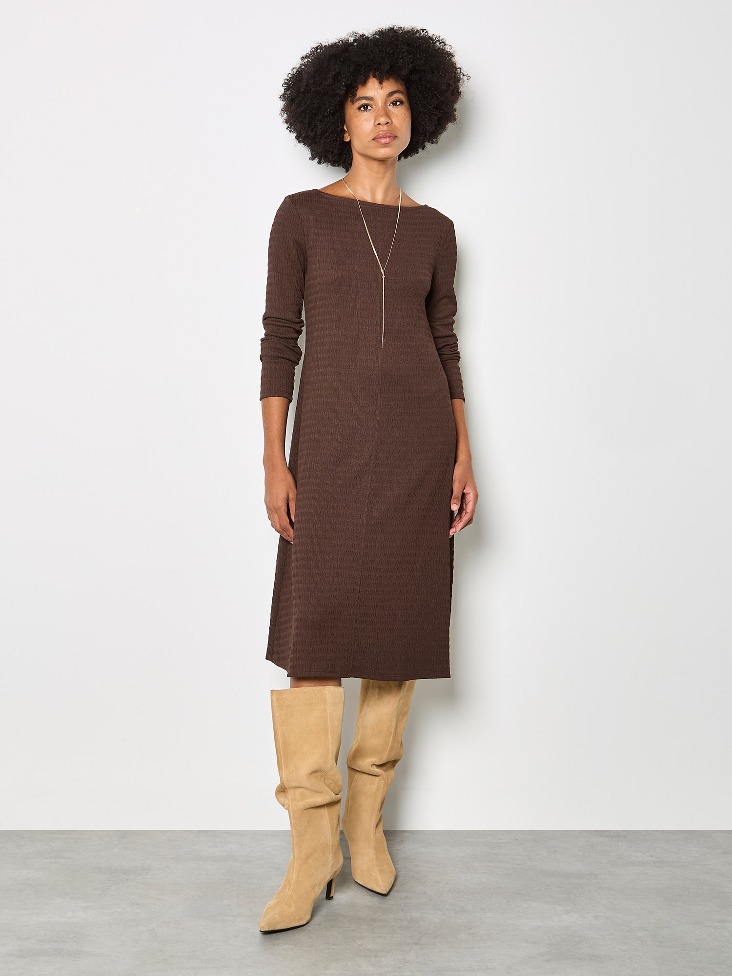 Apricot Midikleid "Midi-Kleid" aus strukturiertem Jersey