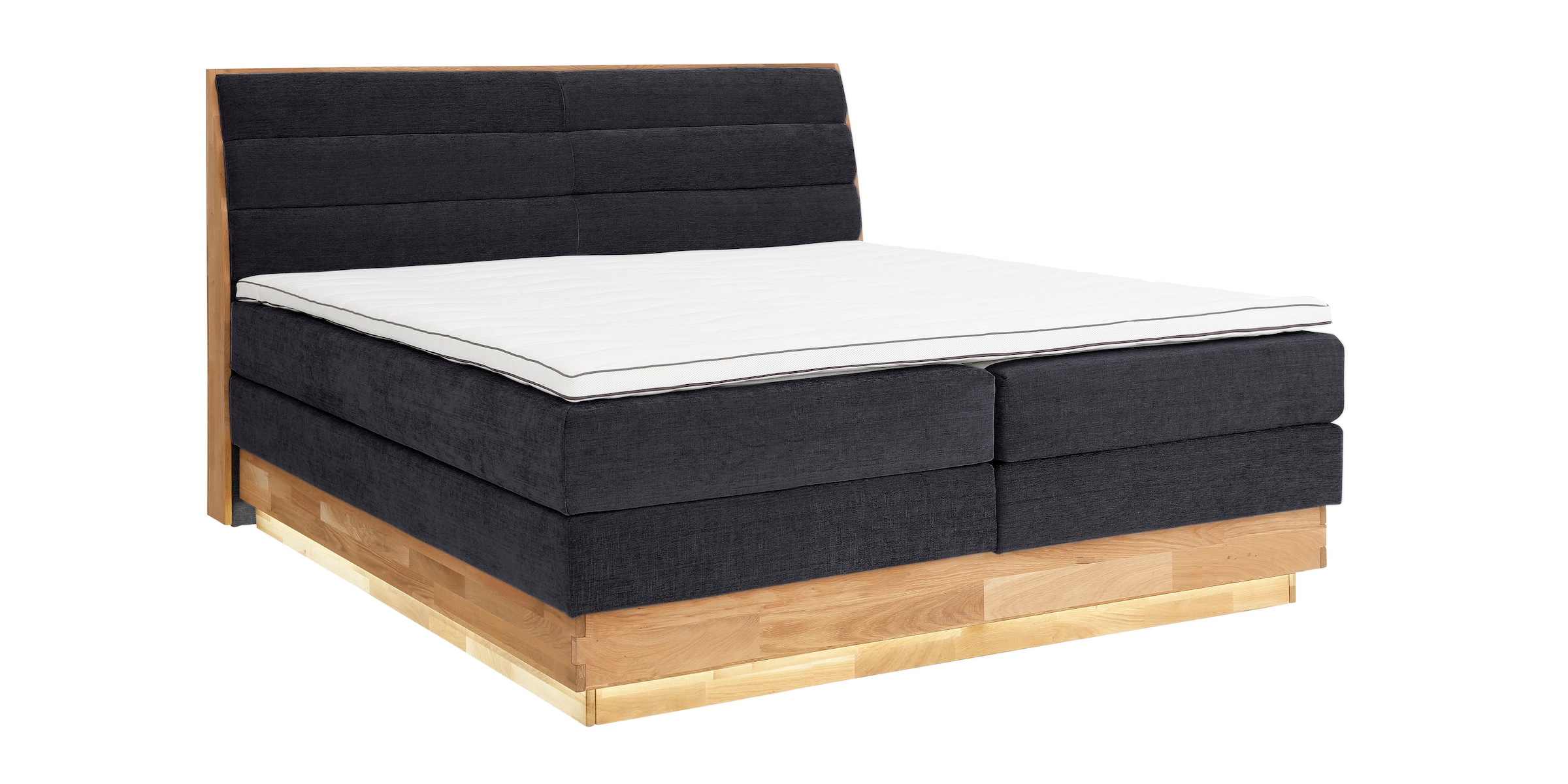 OTTO products Boxspringbett, LED-Beleuchtung, mit zertifizierten, recycelten Bezugsstoffen