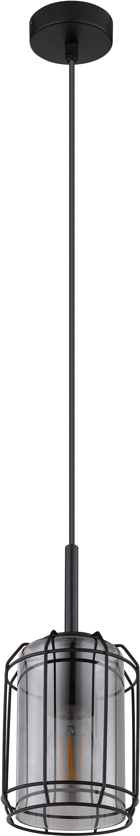GLOBO LIGHTING Hängeleuchte »KAMMI«, Leuchtmittel E27 | ohne Leuchtmittel, Hängelampe/Pendelleuchte/Glas rauchfarben/Metall/Wohnzimmer/Esszimmer