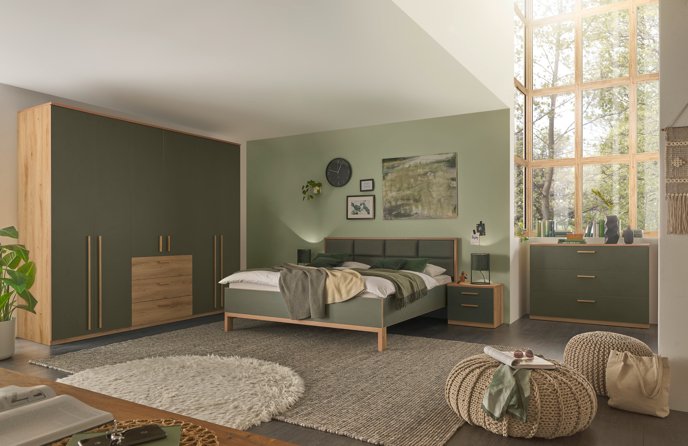 Schlafkontor Bett »Romano«, 180x200 cm, Doppelbett in Dunkelgrün