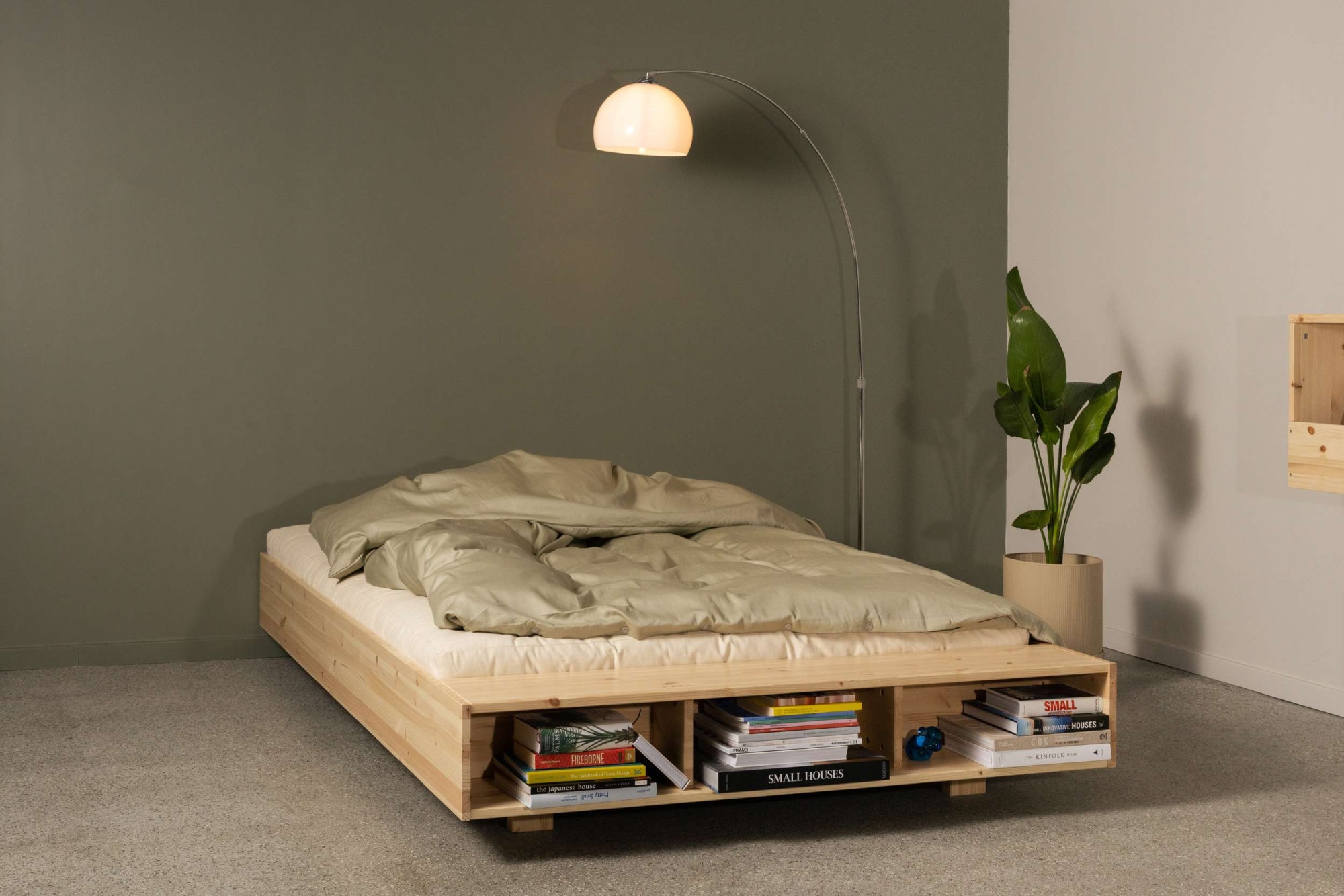 Karup Design Stauraumbett »Merge Bed Bettgestell m. integrierter Bank m. Stauraum, mehrere Größen«, inkl. Lattenrost, excl. Matratze, FSC®-zertifiziertes Massivholz
