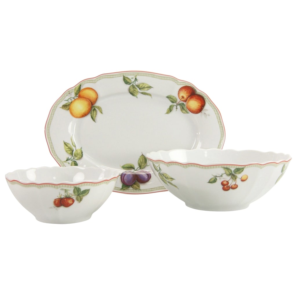 CreaTable Servier-Set »Flora Orchard«, (Set, 3 tlg., 1 Platte, 2 Schüsseln)