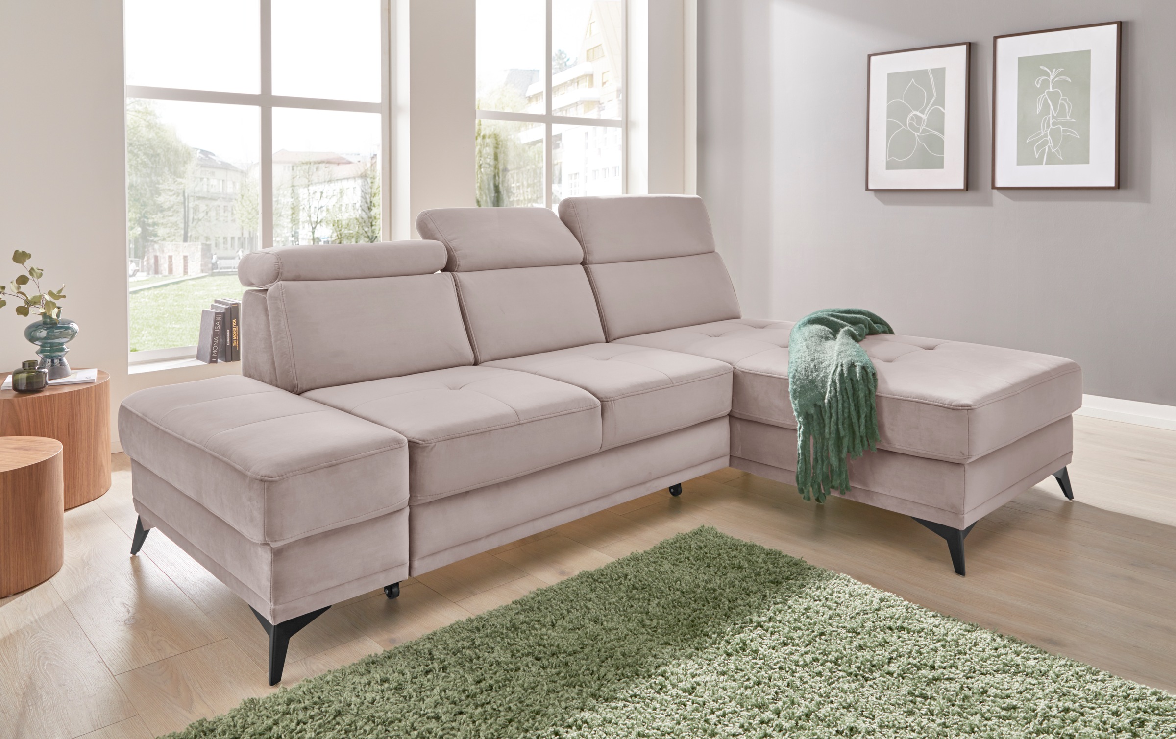 Home affaire Ecksofa "Cardiz L-Form" inkl.Kopfteilverstellung und Federkern günstig online kaufen