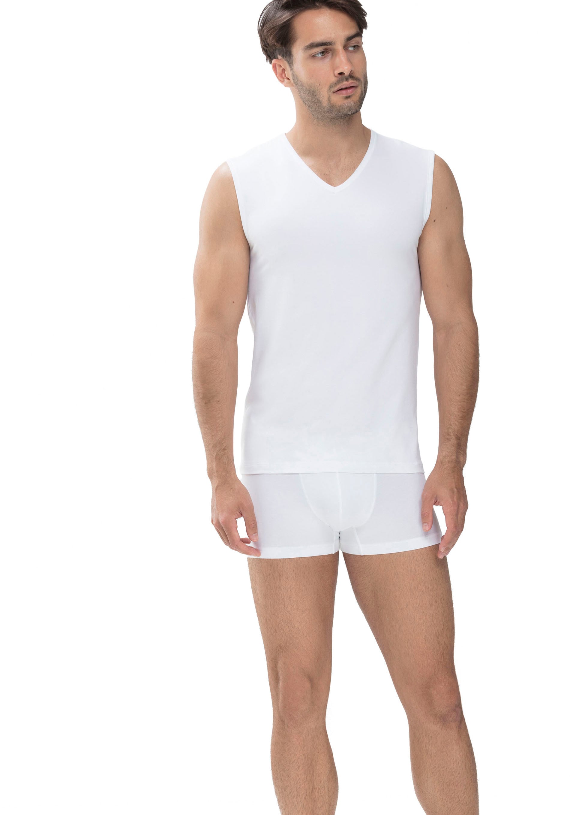 MEY Herren Tanktop "Dry Cotton", Gr. 8, weiß, Single Jersey, Obermaterial: 57% Baumwolle, 38% Polyester, 5% Elasthan, unifarben, Tops, mit
