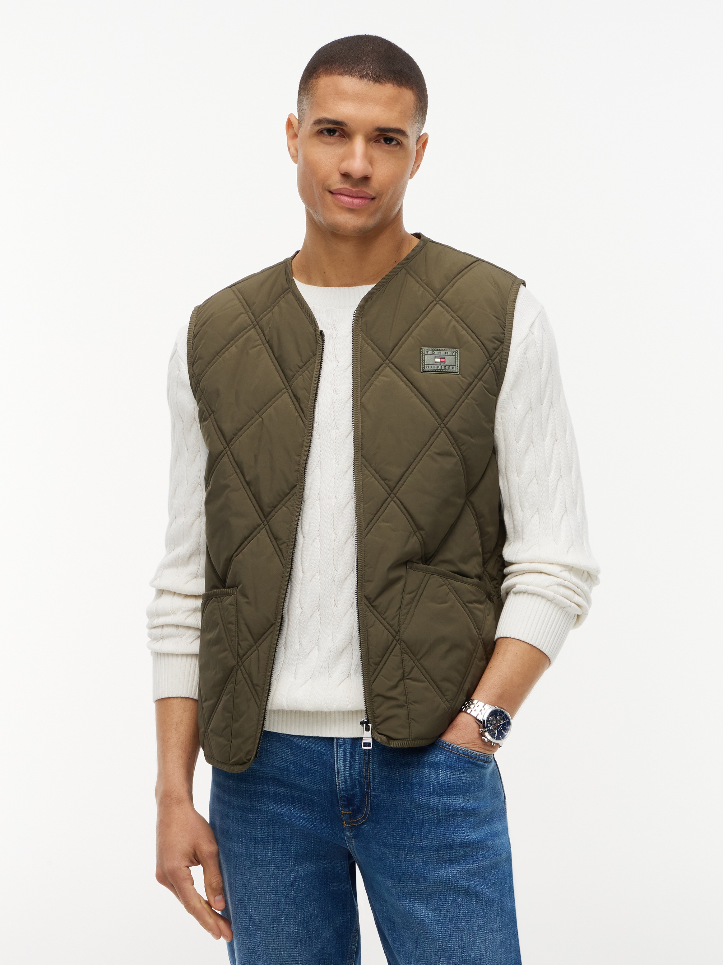 Tommy Hilfiger Steppweste "DIAMOND QUILT" mit Rautensteppung und Reißverschluss