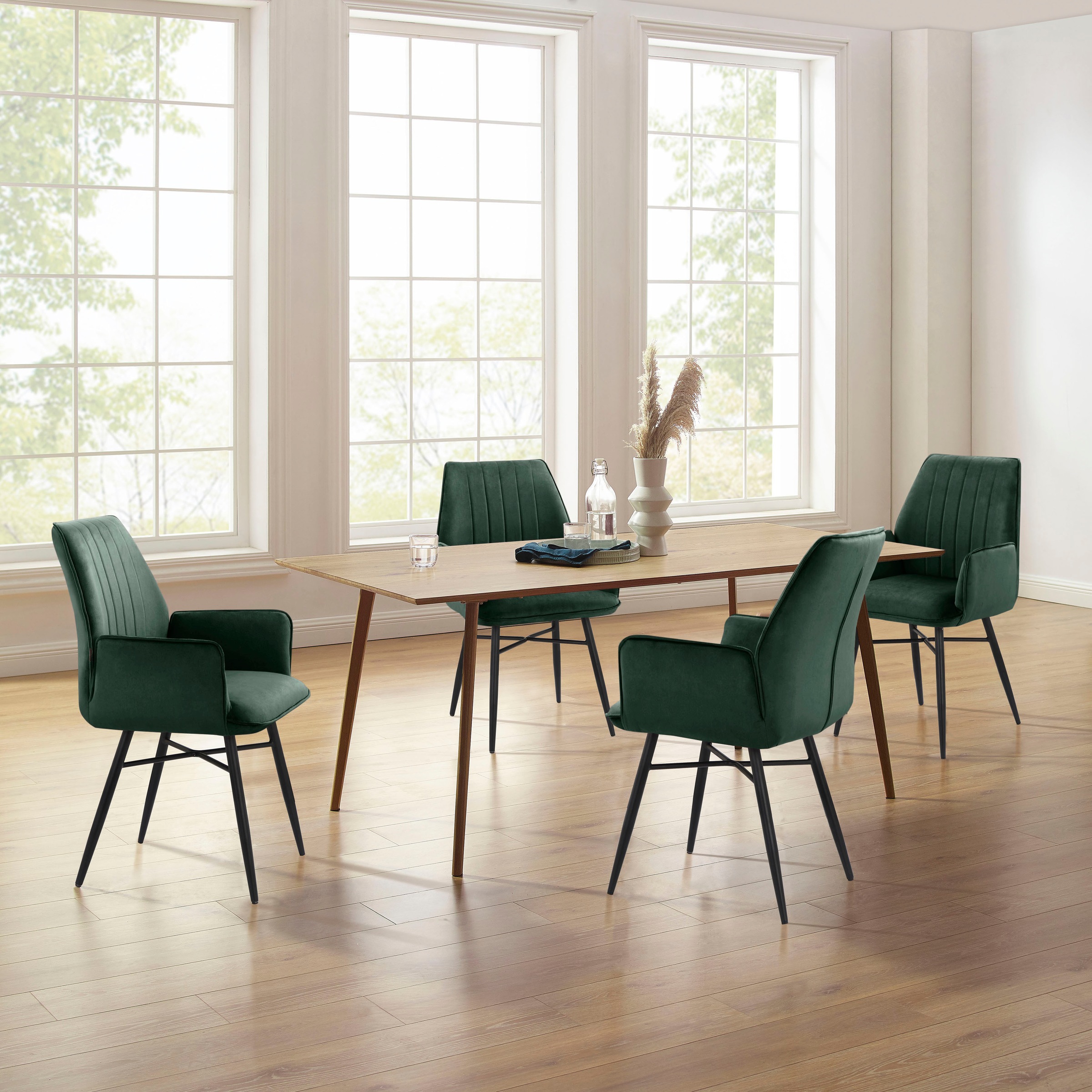 Leonique Esszimmerstuhl »Hrodwyn«, 2 St., Veloursstoff, Sitz gepolstert, mit horizontale Nähten am Rücken, Sitzhöhe 52 cm