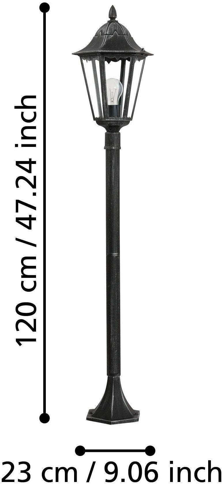 EGLO Stehlampe »Navedo Außen-Stehlmape, Außenlampe, Aluguss und Glas, E27, IP44, Lampe« E27 1 Stk. Stehleuchte - H120 x Ø23 cm - schwarz, silber-patina - 1X60W exkl.