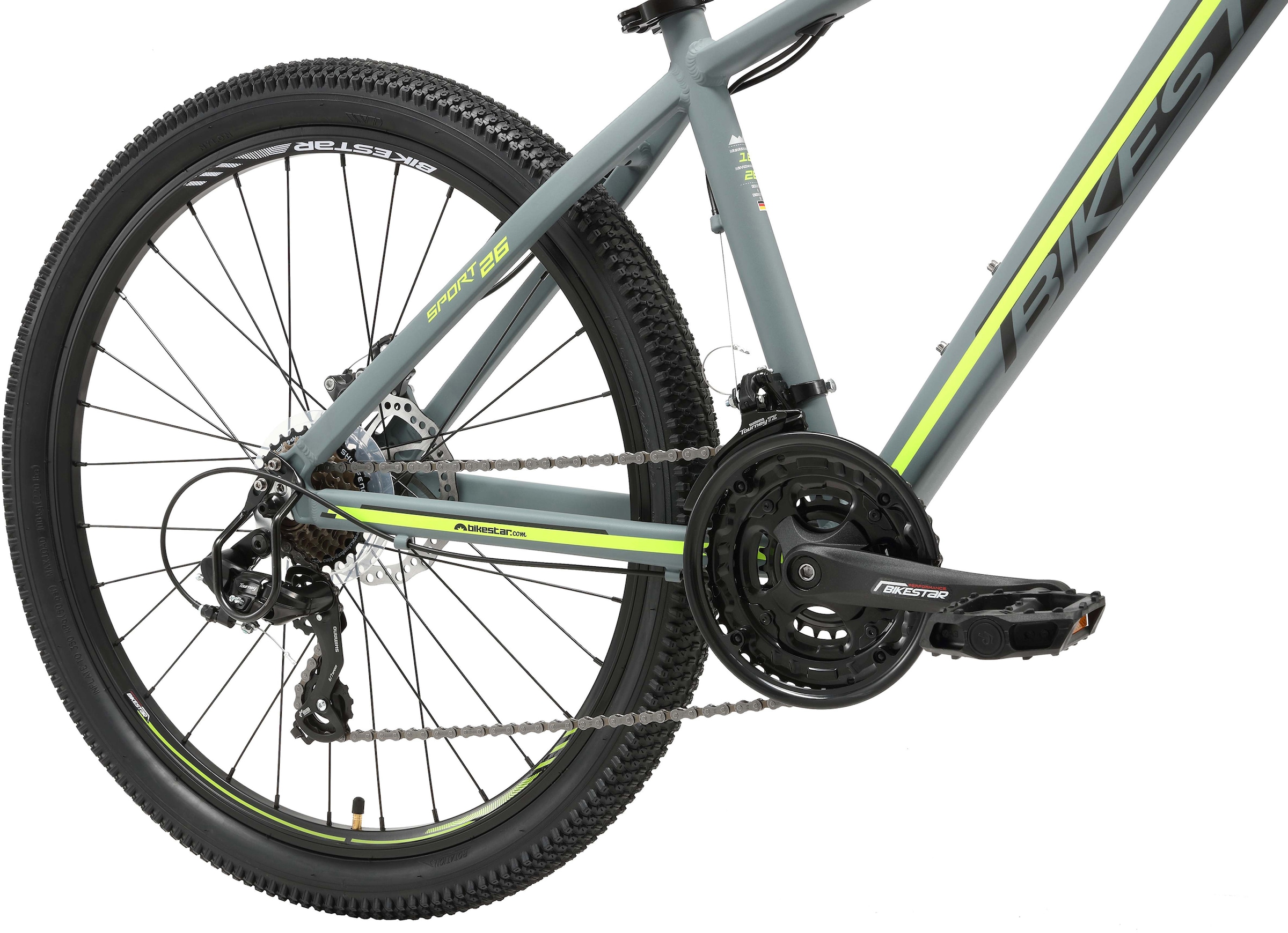 Bikestar Mountainbike 21 Gang Shimano RD-TY300 Schaltwerk Kettenschaltung für Damen und Herren, Kettenschaltung