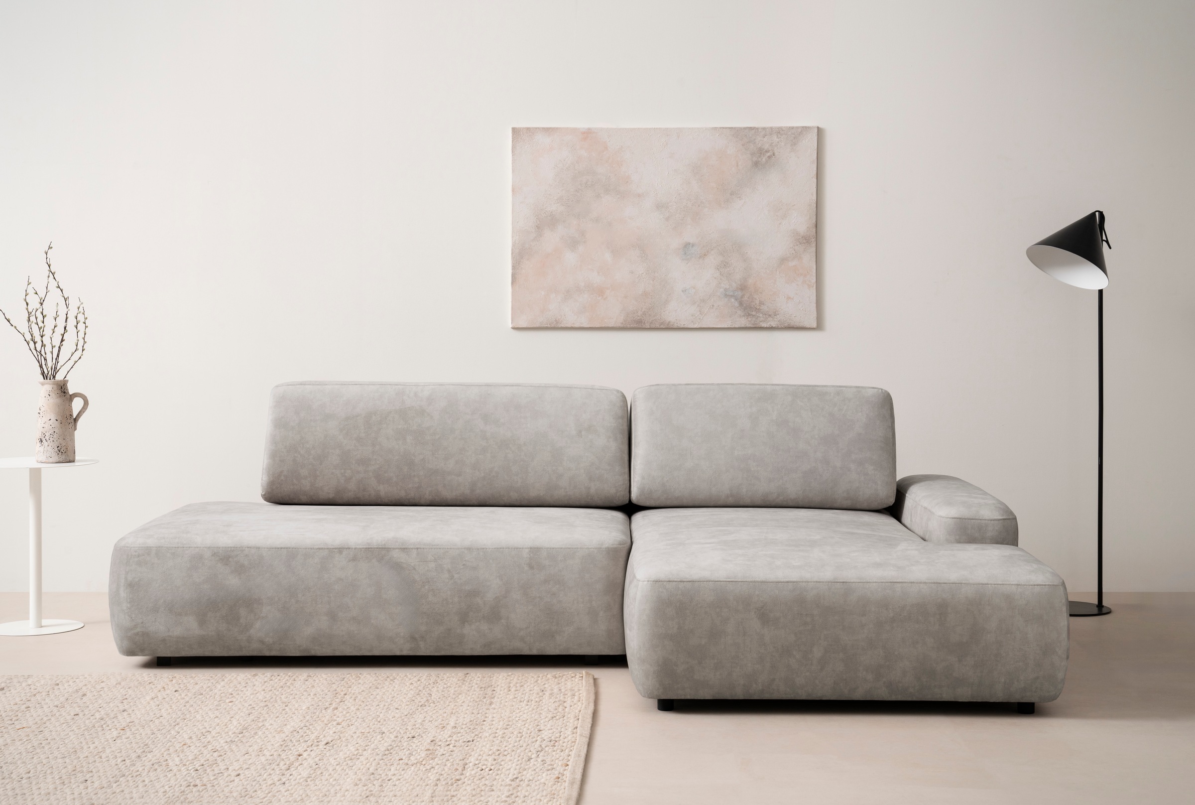 INOSIGN Ecksofa »TORGE, Schlafsofa Cord, Samtvelours u. Strukur fein, Couch in L-Form«, Schlaffunktion und Bettkasten, Liegefläche: 210x125 cm, neues Design
