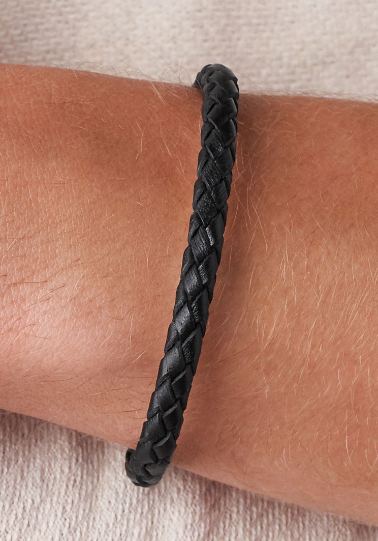 Lederarmband FOSSIL "Schmuck Geschenk Edelstahl Leder Armschmuck", grau (schwarz, edelstahlfarben), Armbänder, Damen, 22cm, Edelstahl Leder, Edelstahl, Leder, Lederarmband 3