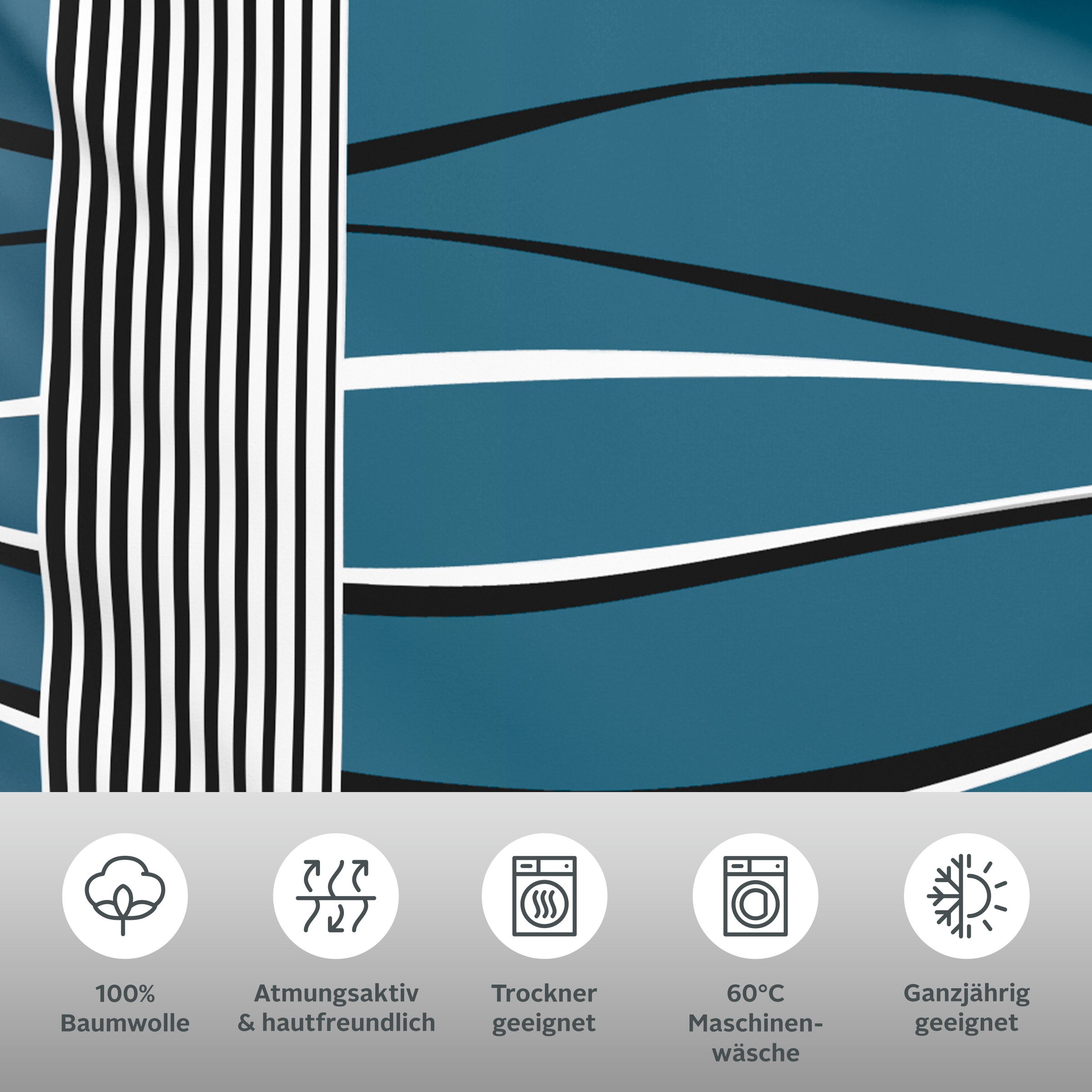 Thumbnail - OTTO home Bettwäsche "Renu in Gr. 135x200 oder 155x220 cm" 2 Bettwäsche aus Baumwolle, grafische Bettwäsche mit Wellen-D...