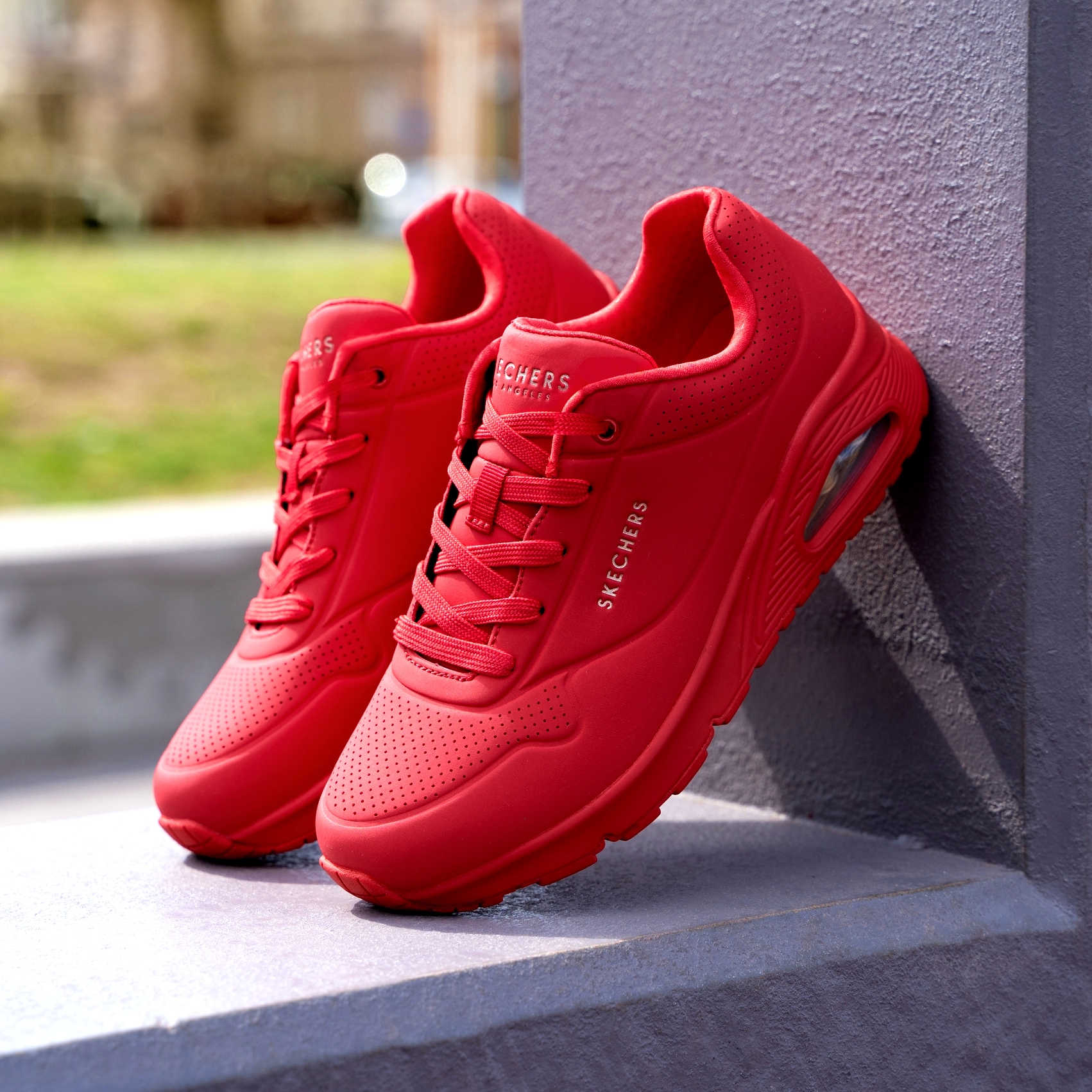 Skechers Wedgesneaker »UNO STAND ON AIR«, Freizeitschuh, Halbschuh, Schnürschuh weich gepolsterte Innensohle
