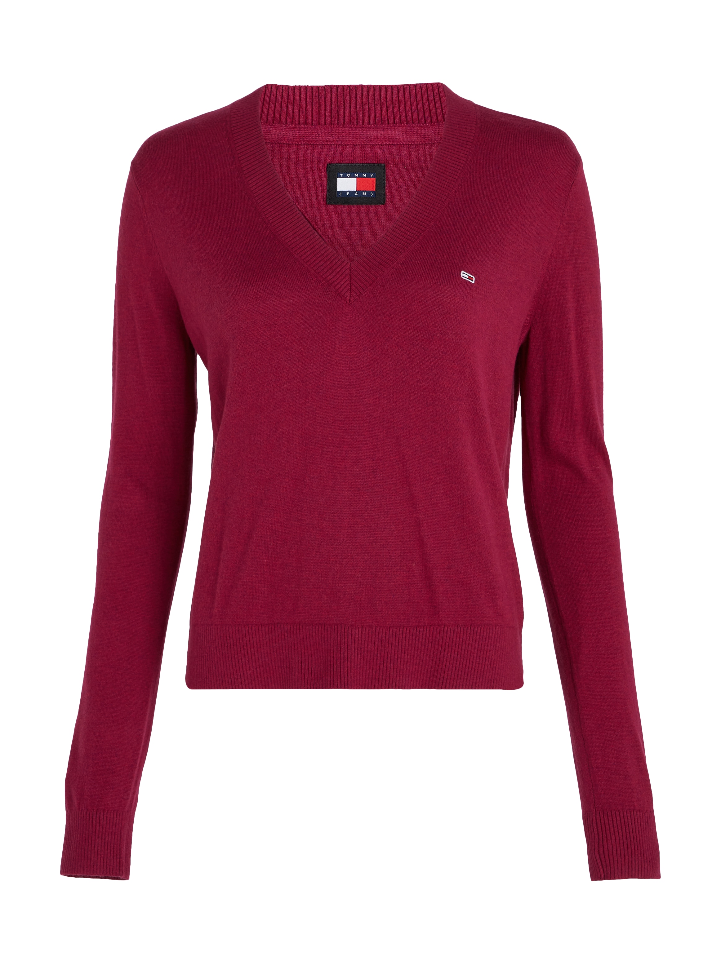 Tommy Jeans Strickpullover »TJW ESSENTIAL VNECK SWEATER EXT«, mit Logostickerei