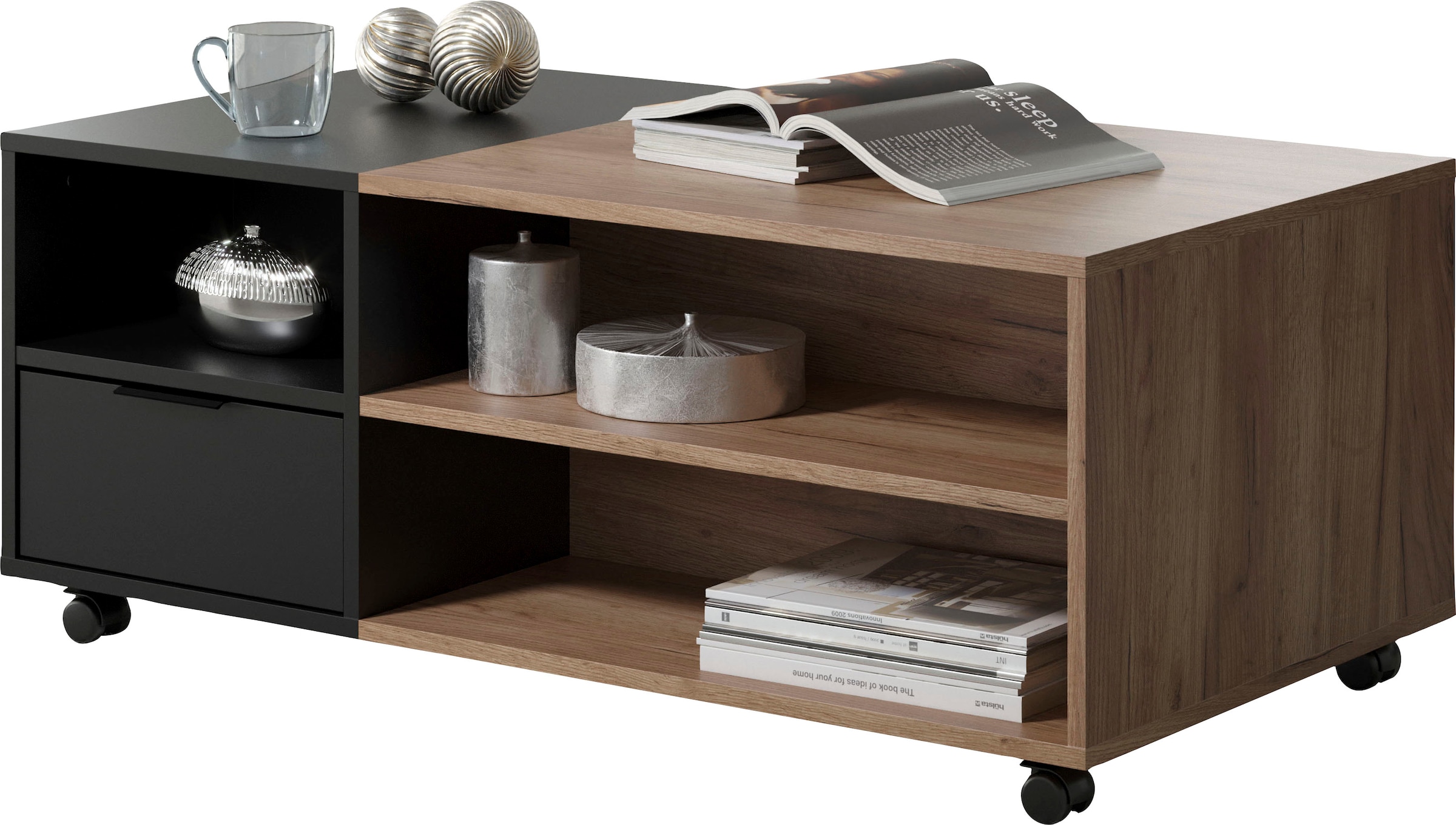 INOSIGN Couchtisch »Kriens«, Eleganter Wohnzimmertisch auf Rollen - Maße (B/T/H) 110/60/44 cm