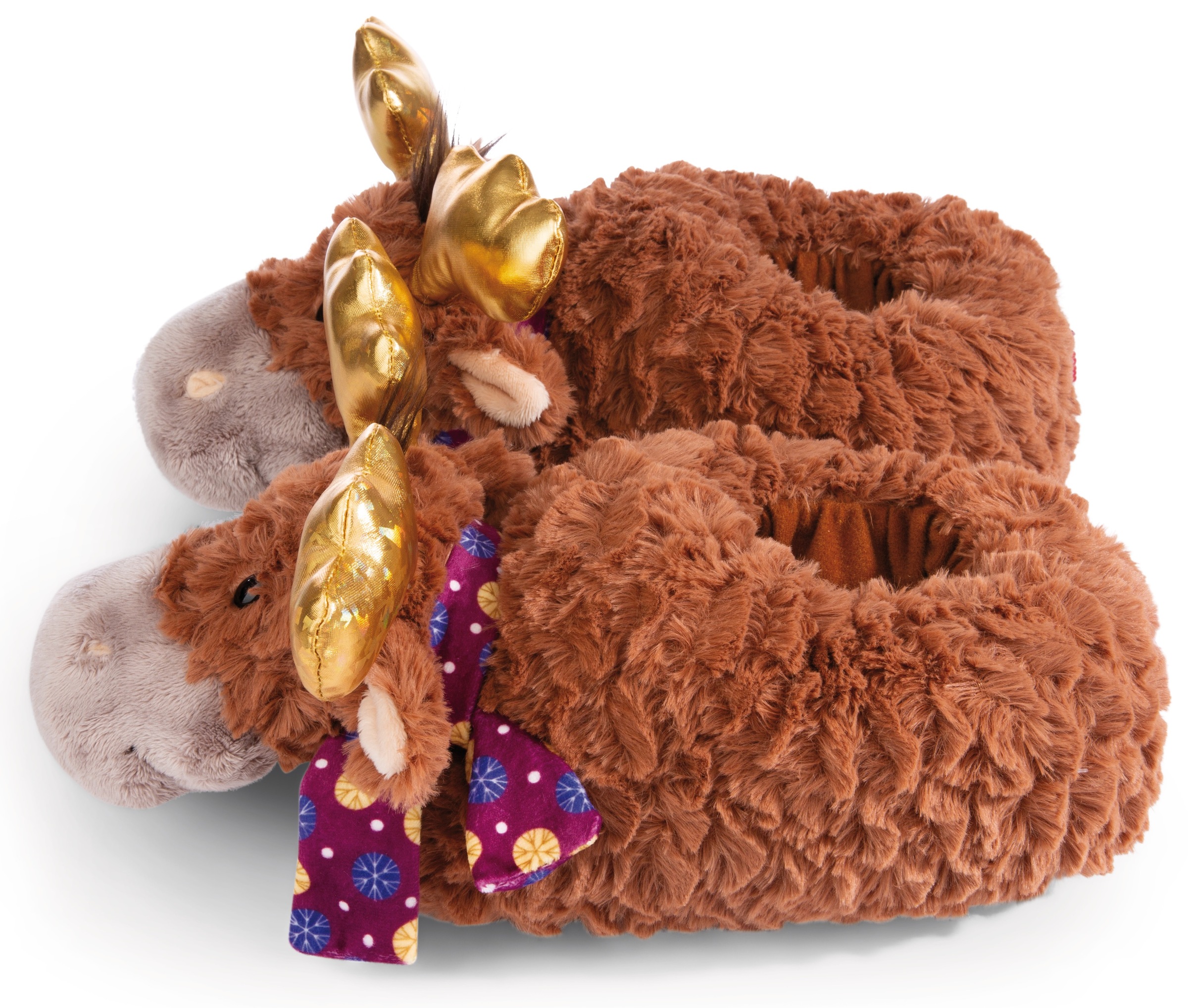 Thumbnail - Nici Plüsch Hausschuhe "ELCH THURE" Hausschuh mit goldfarbenen Geweih