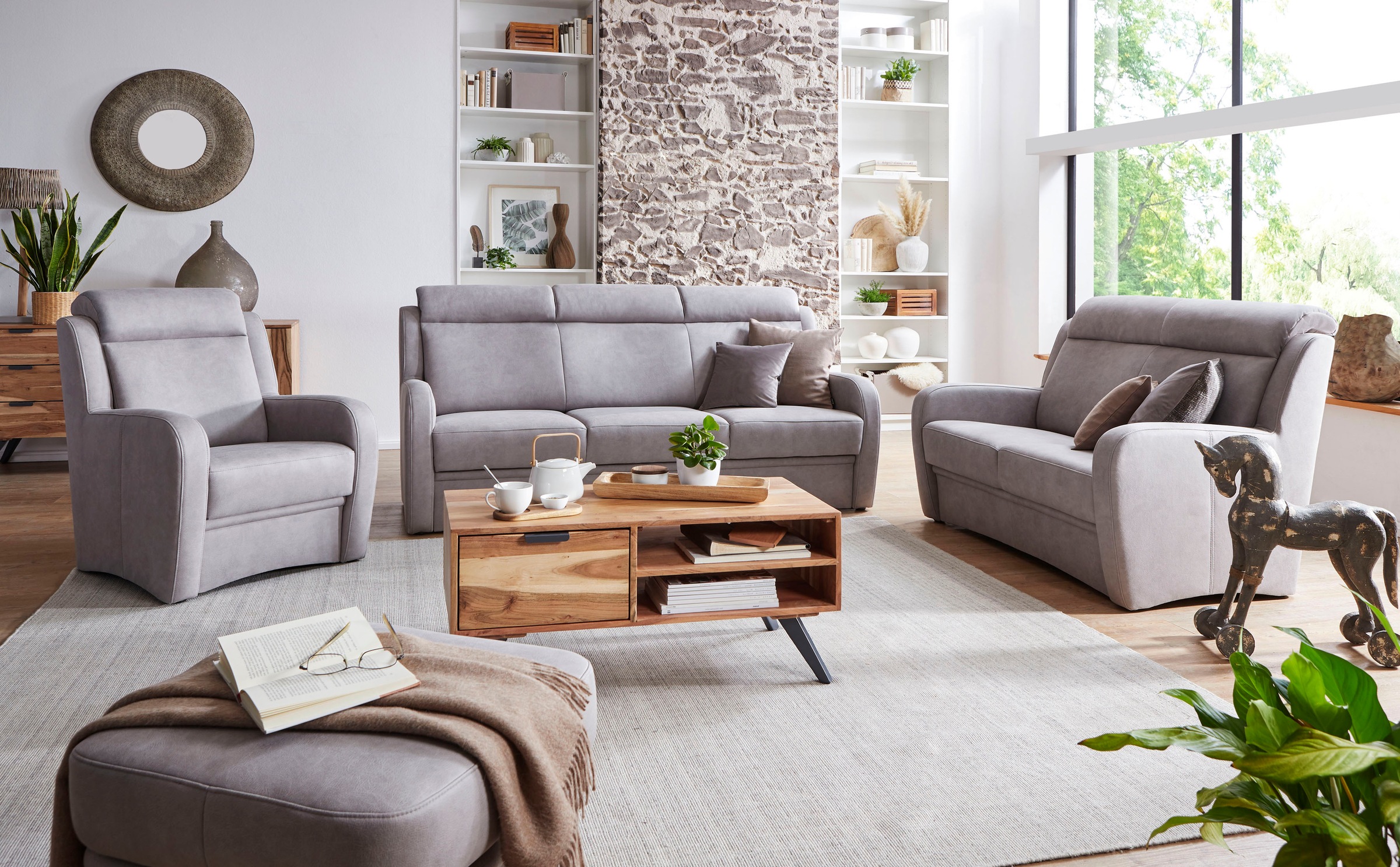 VILLA BECK 3-Sitzer »Varese«, (1 St.), Kopfteilverstellung, wahlweise mit Sitzvorzug, in Sitzhöhe 49 cm