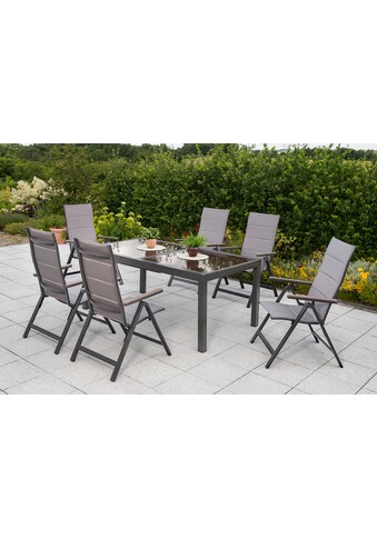 Garten-Essgruppe »»Trivero««, (Set, 7 tlg., 5-fach verstellbare Rückenlehne, Gepadded)