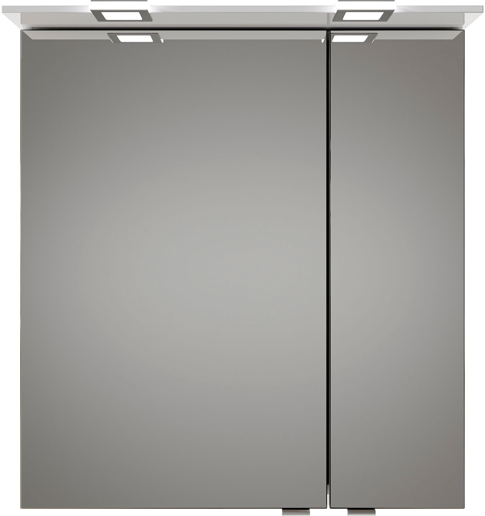 Saphir Badmöbel-Set »Serie 6025 2-teilig Mineralmarmor-Waschtisch mit LED-Spiegelschrank«, (2 St.), Waschplatz 67 cm breit, 2 Schubladen, 2 Spiegel-Türen, inkl Türdämpfer