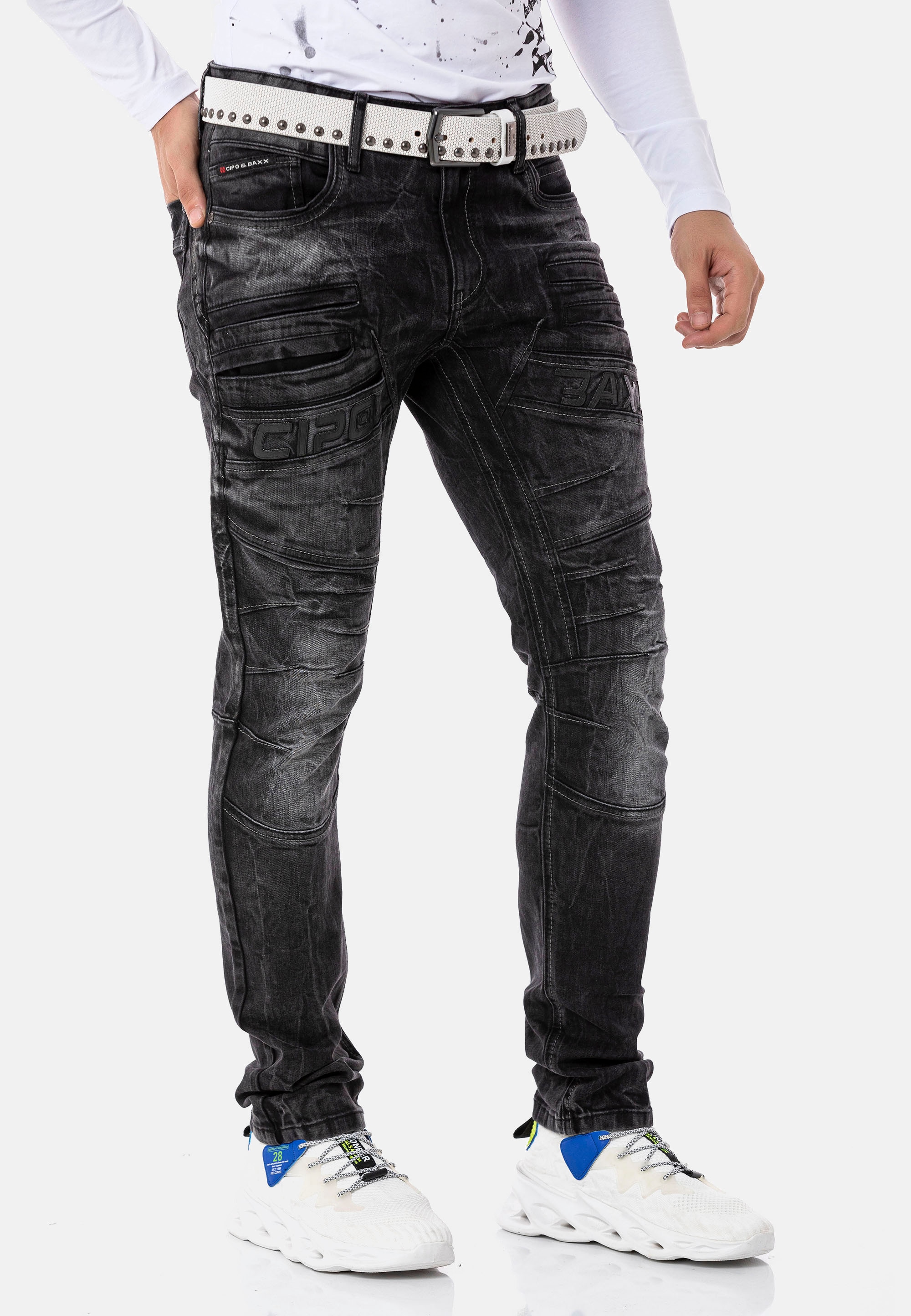 Cipo & Baxx Slim-fit-Jeans, mit dekorativer Reißverschluss