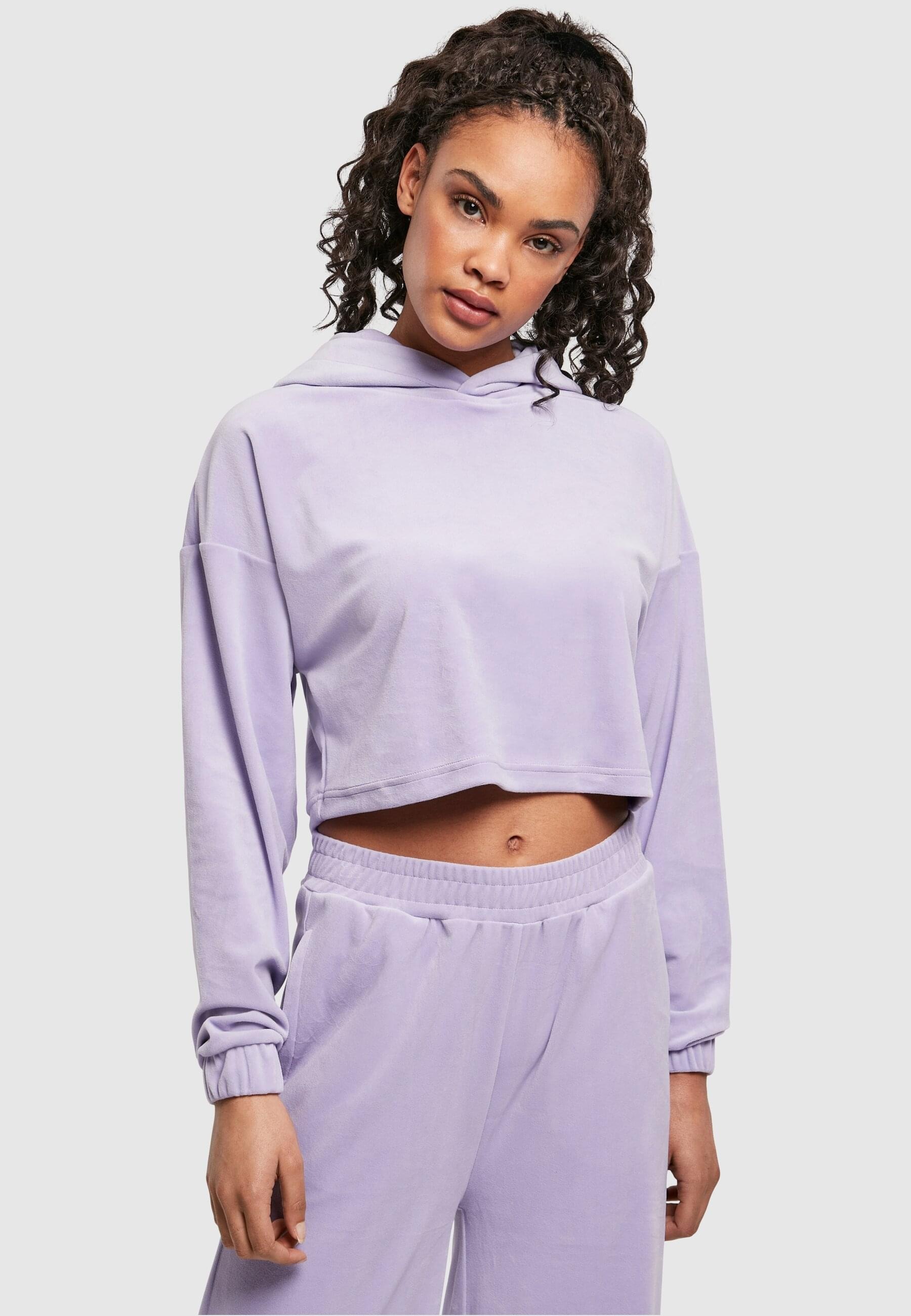 URBAN CLASSICS Kapuzenpullover »Urban Classics Damen Ladies Cropped Velvet Oversized Hoody«, (1 tlg.)