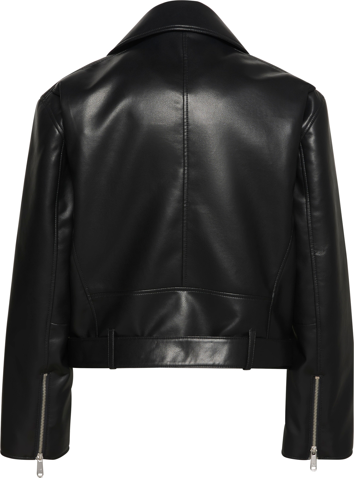 Calvin Klein Jeans Lederimitatjacke »FAUX LEATHER MOTO JACKET W/BELT«, ohne Kapuze, Mit V-Ausschnitt