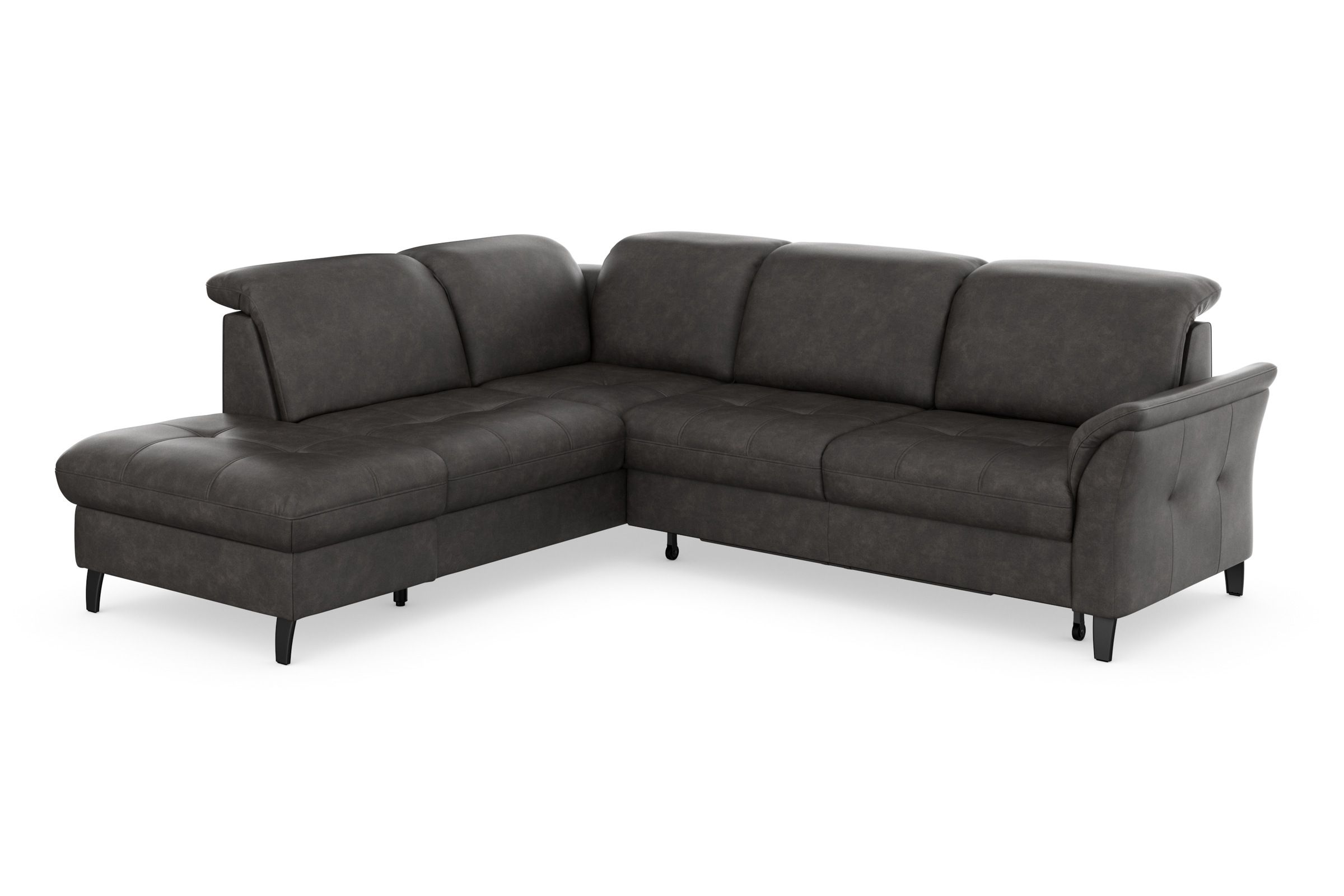 Ecksofa SIT & MORE "Maggiore L-Form", grau (anthrazit), B:261cm T:224cm, 100% Polyester, Sofas, Ecksofa, wahlweise mit Kopfteilverstellung, Bettfunktion und Stauraum 3