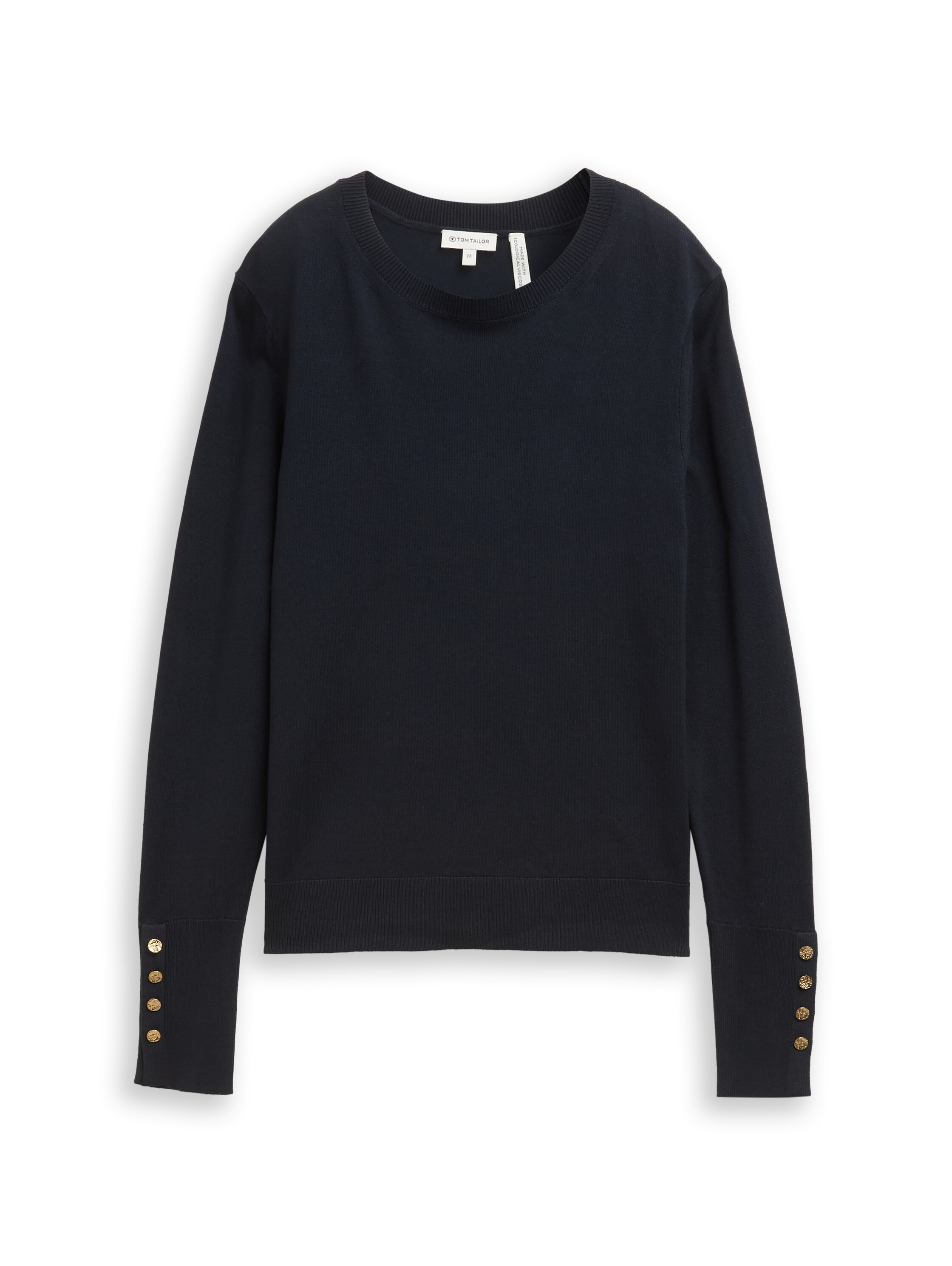 TOM TAILOR Rundhalspullover mit Knopf-Details