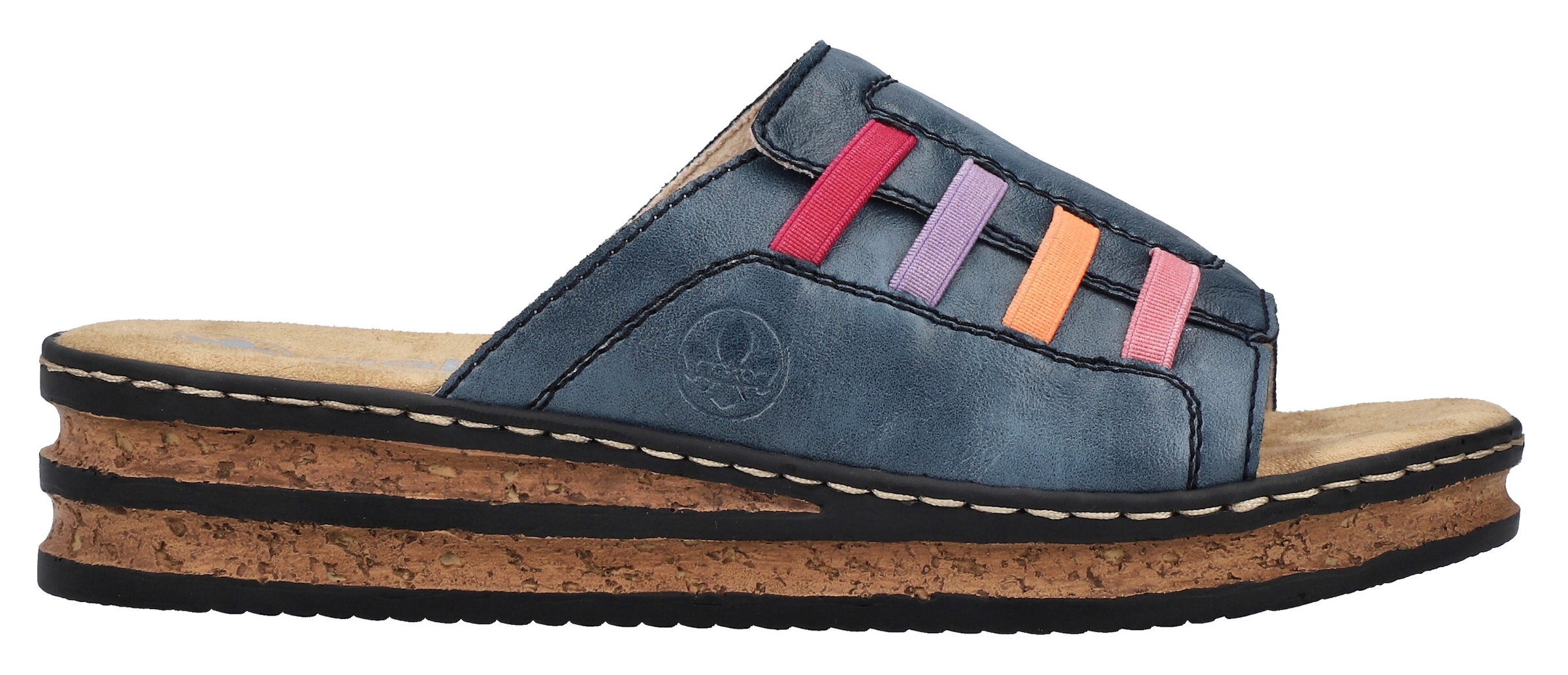 Rieker Keilpantolette, Sommerschuh, Hausschuh, Pantolette mit bequemem Keilabsatz