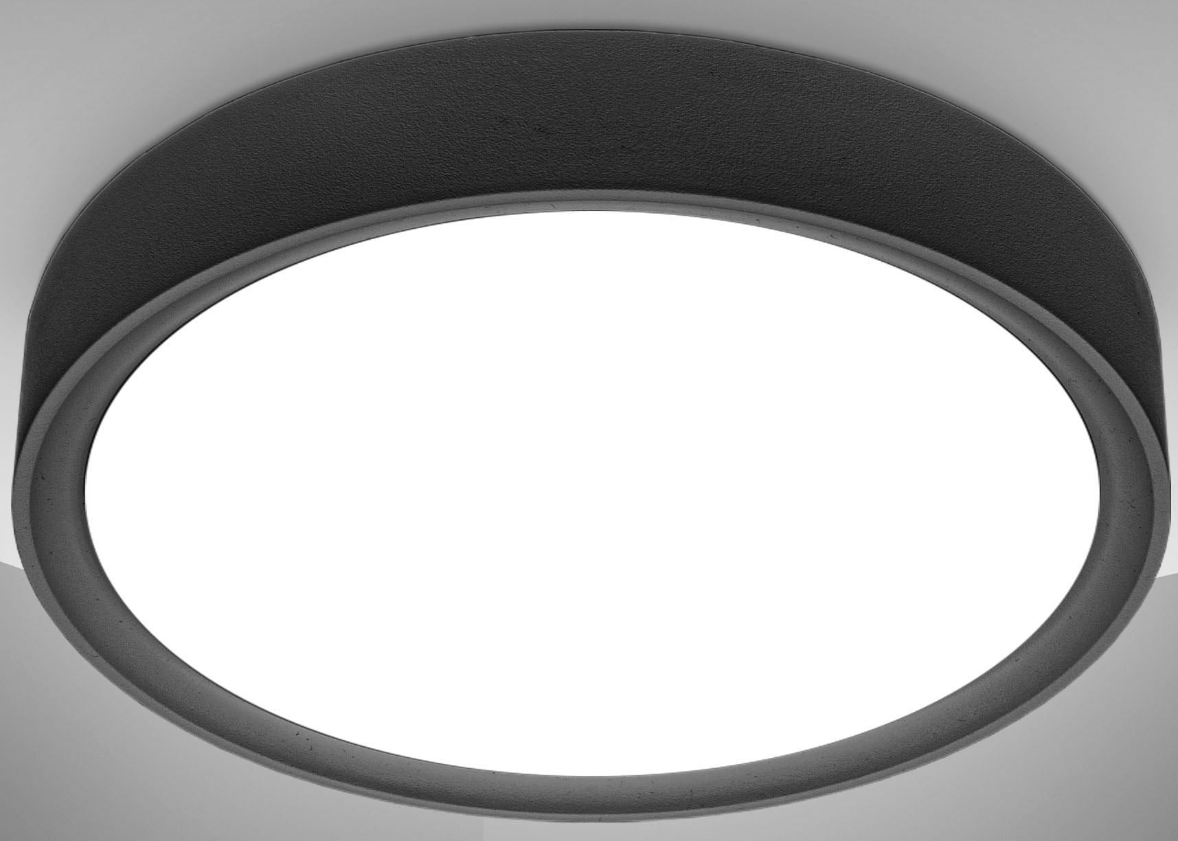 B.K.LICHT LED Deckenleuchte "BK_DL1434 LED Deckenlampe, Ø25cm, Schwarz, neutralweißes Licht", 1, Ø 25cm H: 5,2cm, 1 Stk., schwarz, Wohnzimmer,