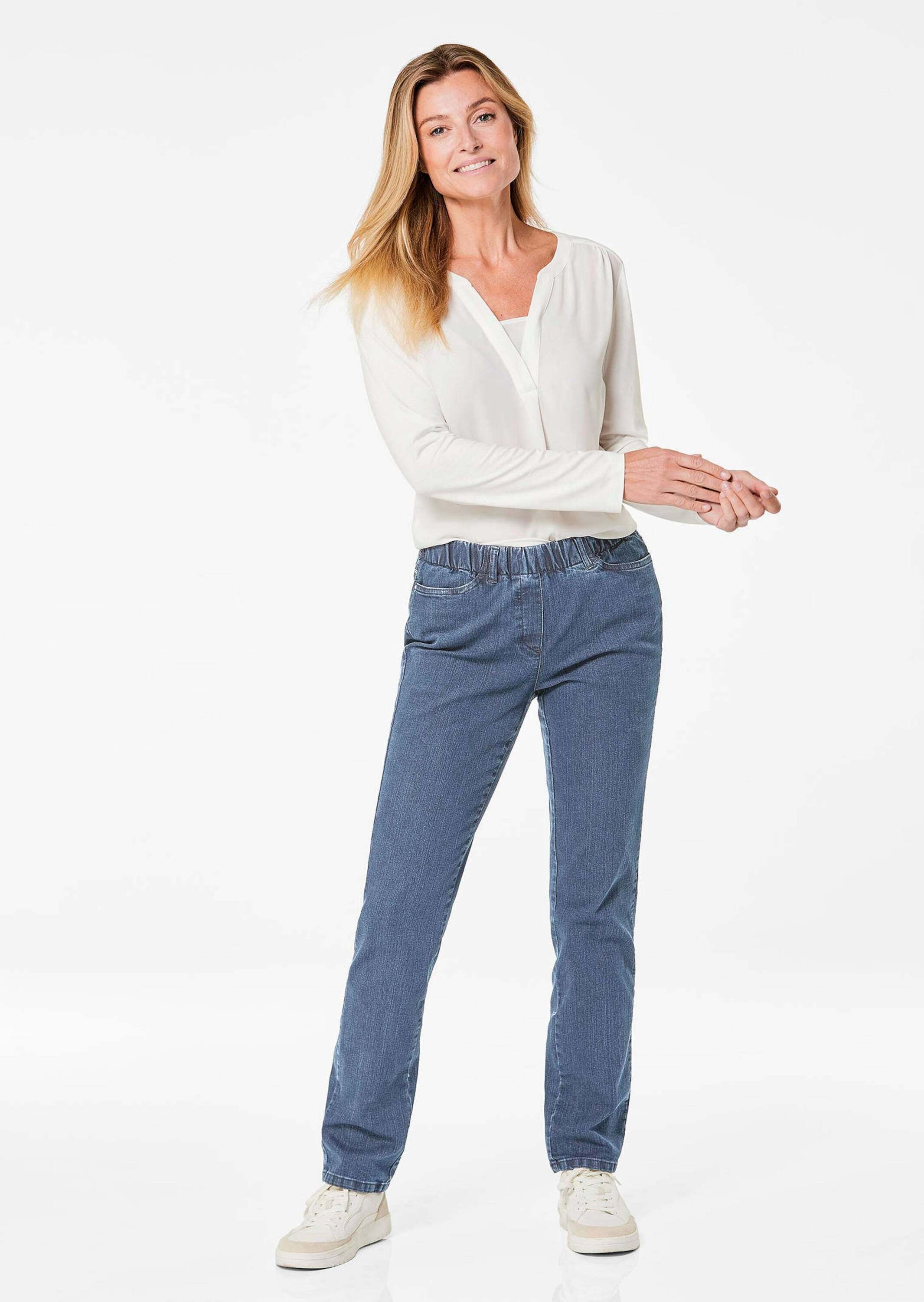 GOLDNER Regular-fit-Jeans »Kurzgröße Klassische Jeansschlupfhose LOUISA«
