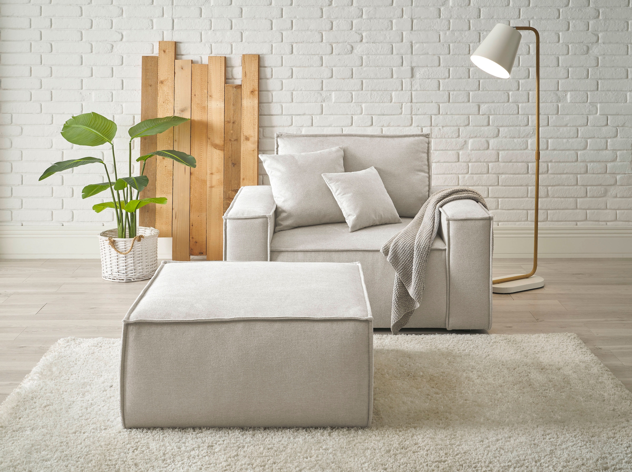 andas Loveseat "FINNLEY, Loveseat & Hocker im Set, trendige Stoffe, inkl. Z günstig online kaufen