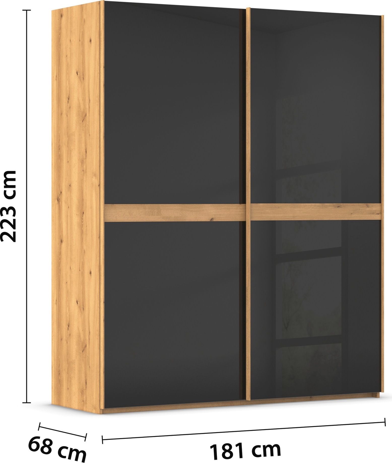 rauch Schwebetürenschrank »Kleiderschrank Schrank Garderobe Schlafzimmerschrank SCALE-LINE« edle Optik mit Bauchbinde in Korpusfarbe mit Glasfront MADE IN GERMANY