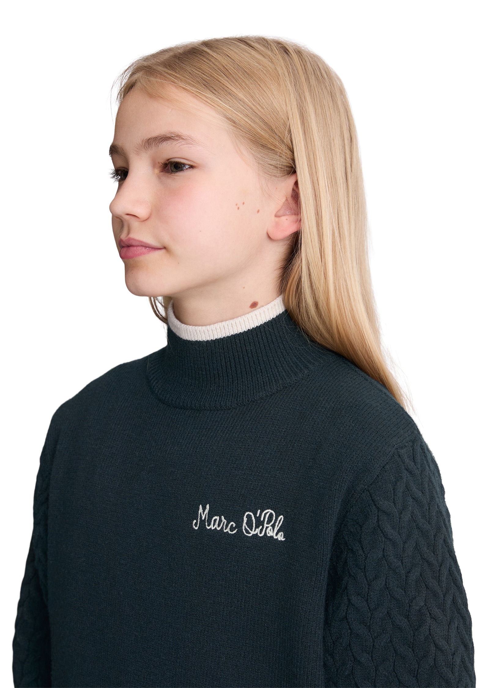 Marc O'Polo Strickpullover »mit Flechtmuster-Ärmeln«