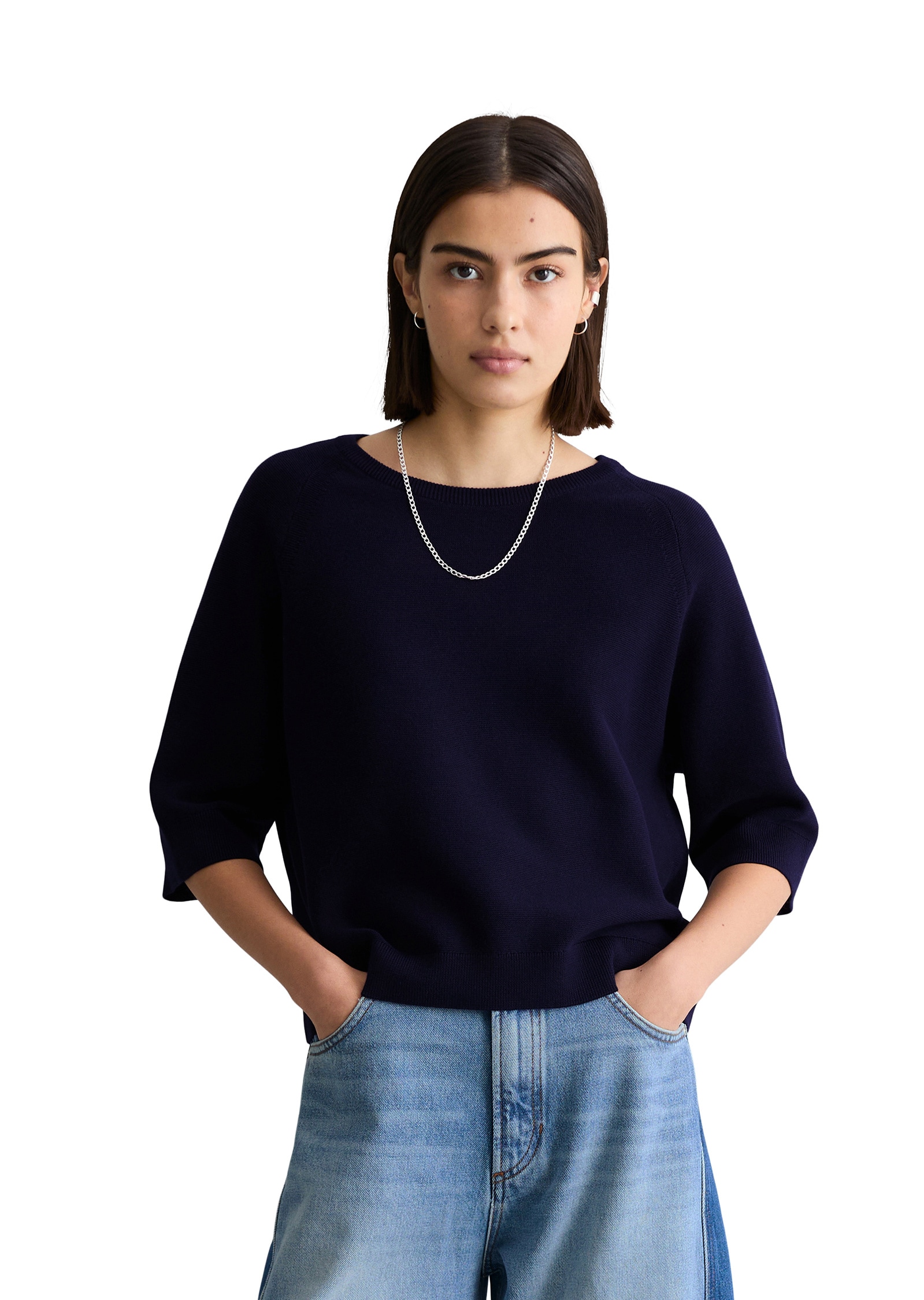 Marc OPolo DENIM Strickpullover "aus kompaktem Baumwollgarn" günstig online kaufen