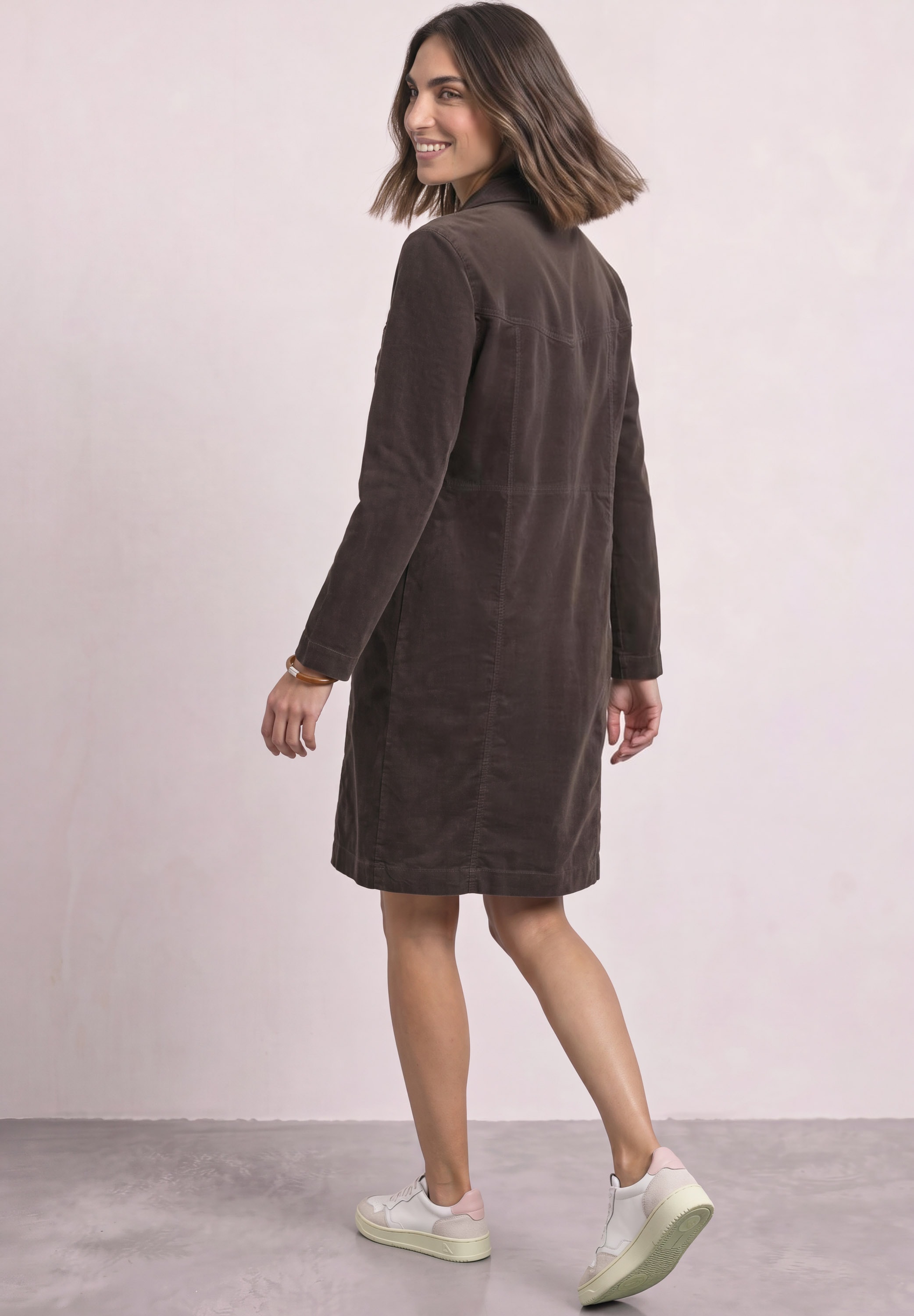 STREET ONE Midikleid Brusttasche in Cord-Optik