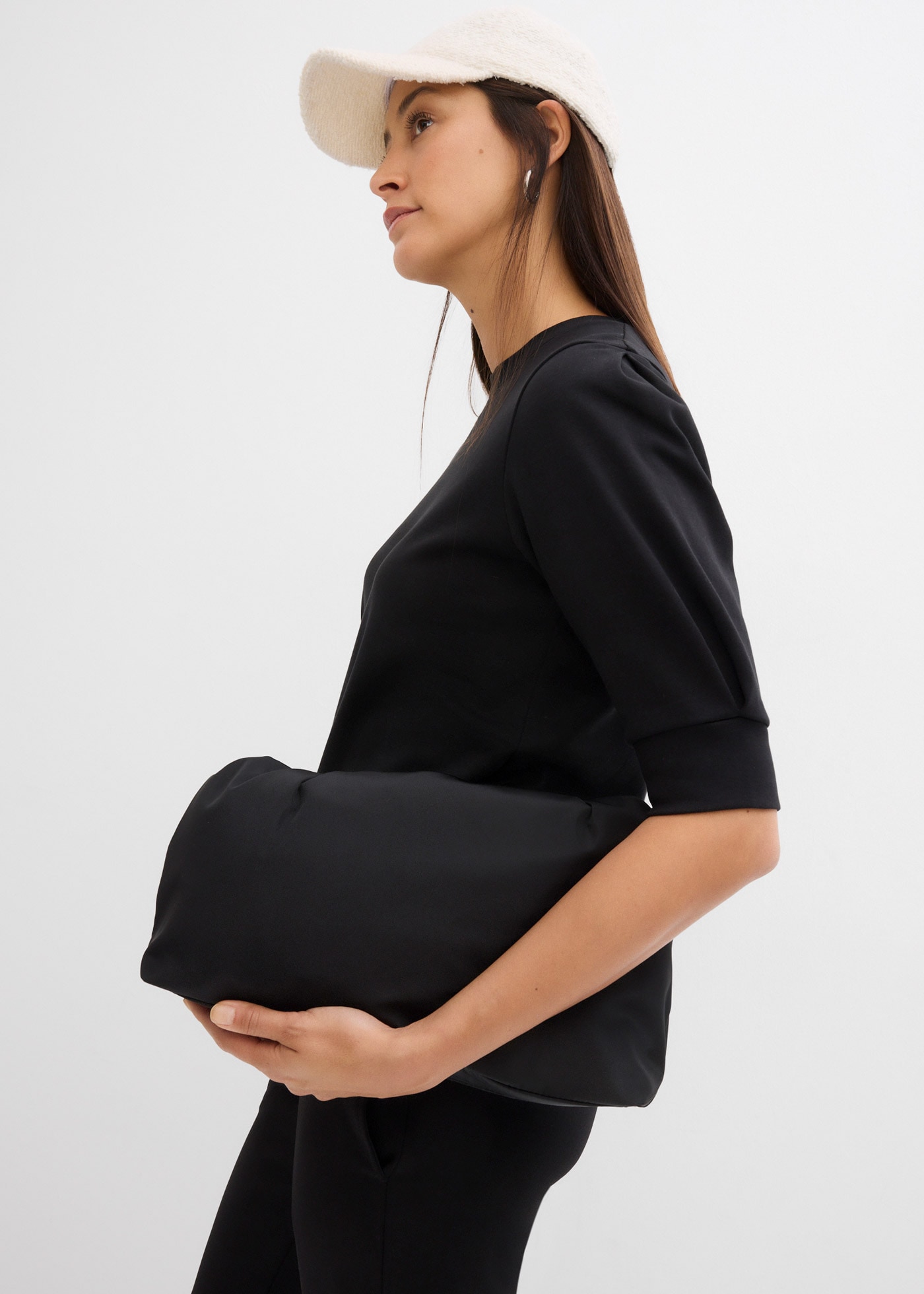 bonprix T-Shirt 1 Oversize-Passform, dezente Puffärmel, Halbarm, aus reiner Baumwolle