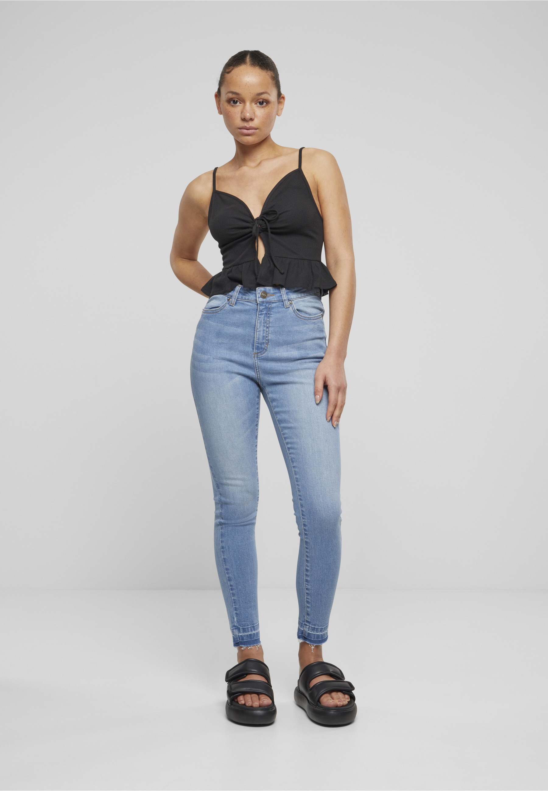 URBAN CLASSICS T-Shirt-BH »Urban Classics Damen Ladies Waffle Pique Ruffle Top«