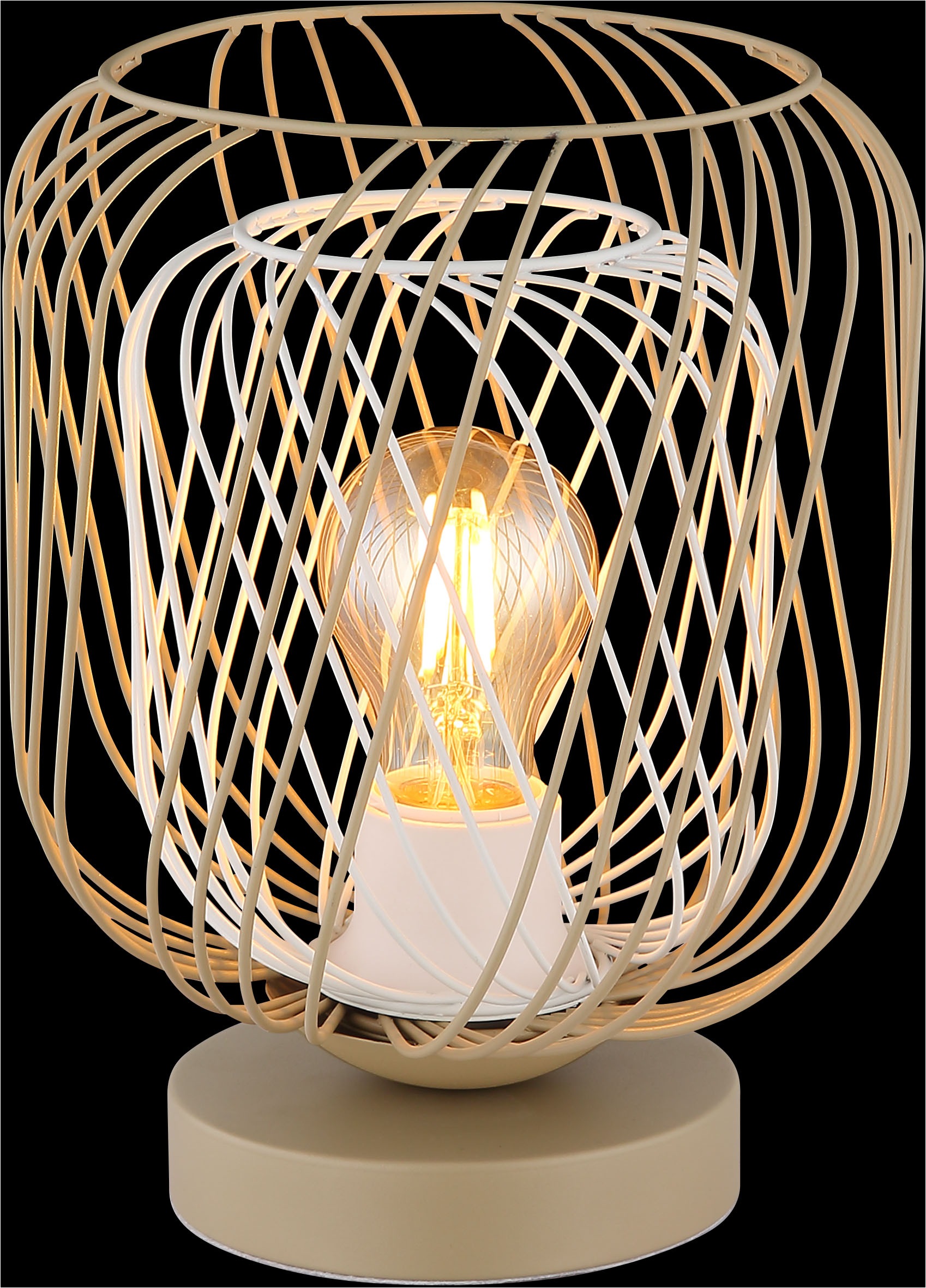 GLOBO LIGHTING Tischleuchte »DICHTI«, Leuchtmittel E27 | ohne Leuchtmittel, Tischlampe/sandfarben/Metallgeflecht/Wohnzimmer/Schlafzimmer