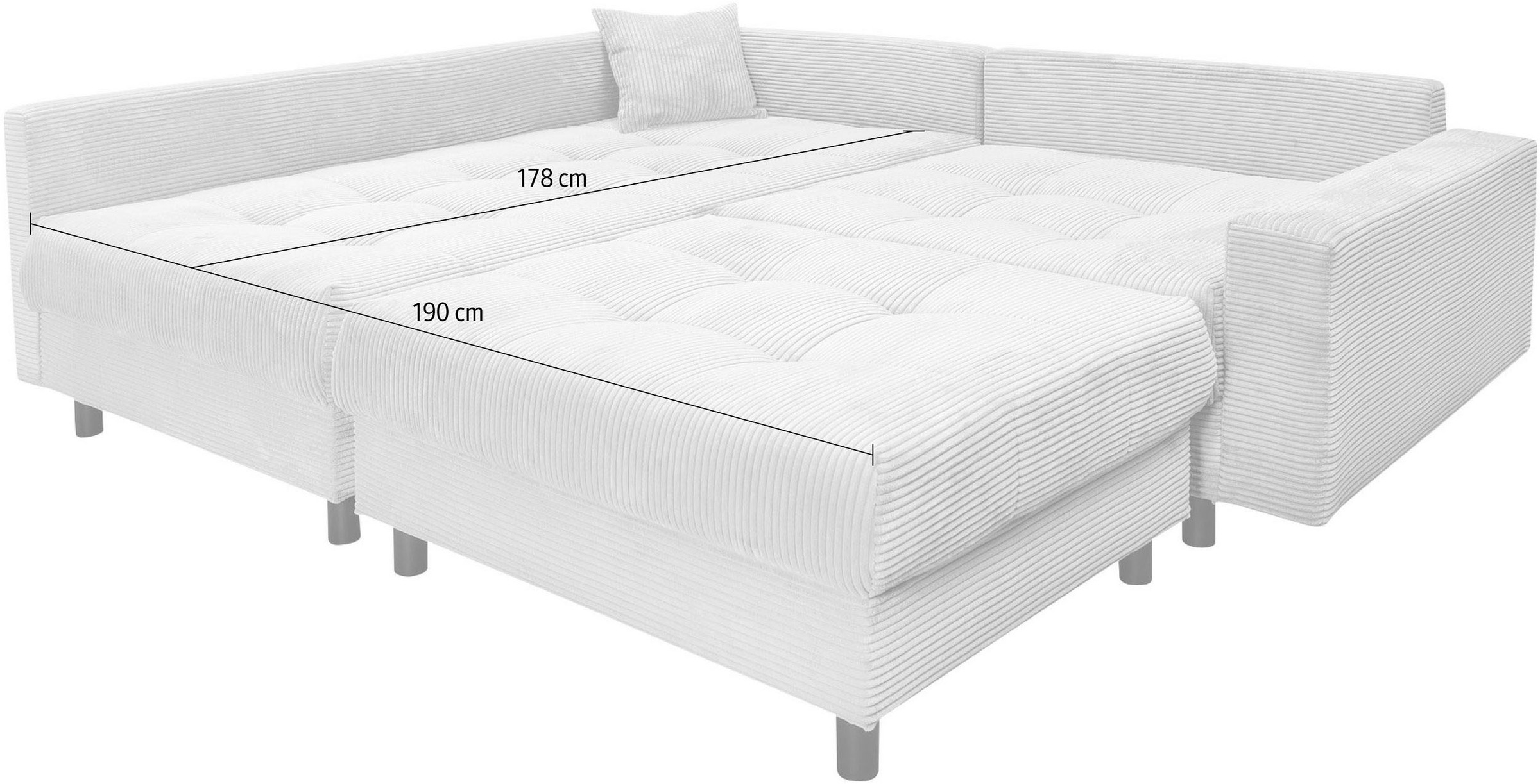COLLECTION AB Ecksofa »Antonia L-Form, B: 215 cm« Ecksofa, Rückenkissen, ottomane beidseitig montierbar, Bonnelfederkern