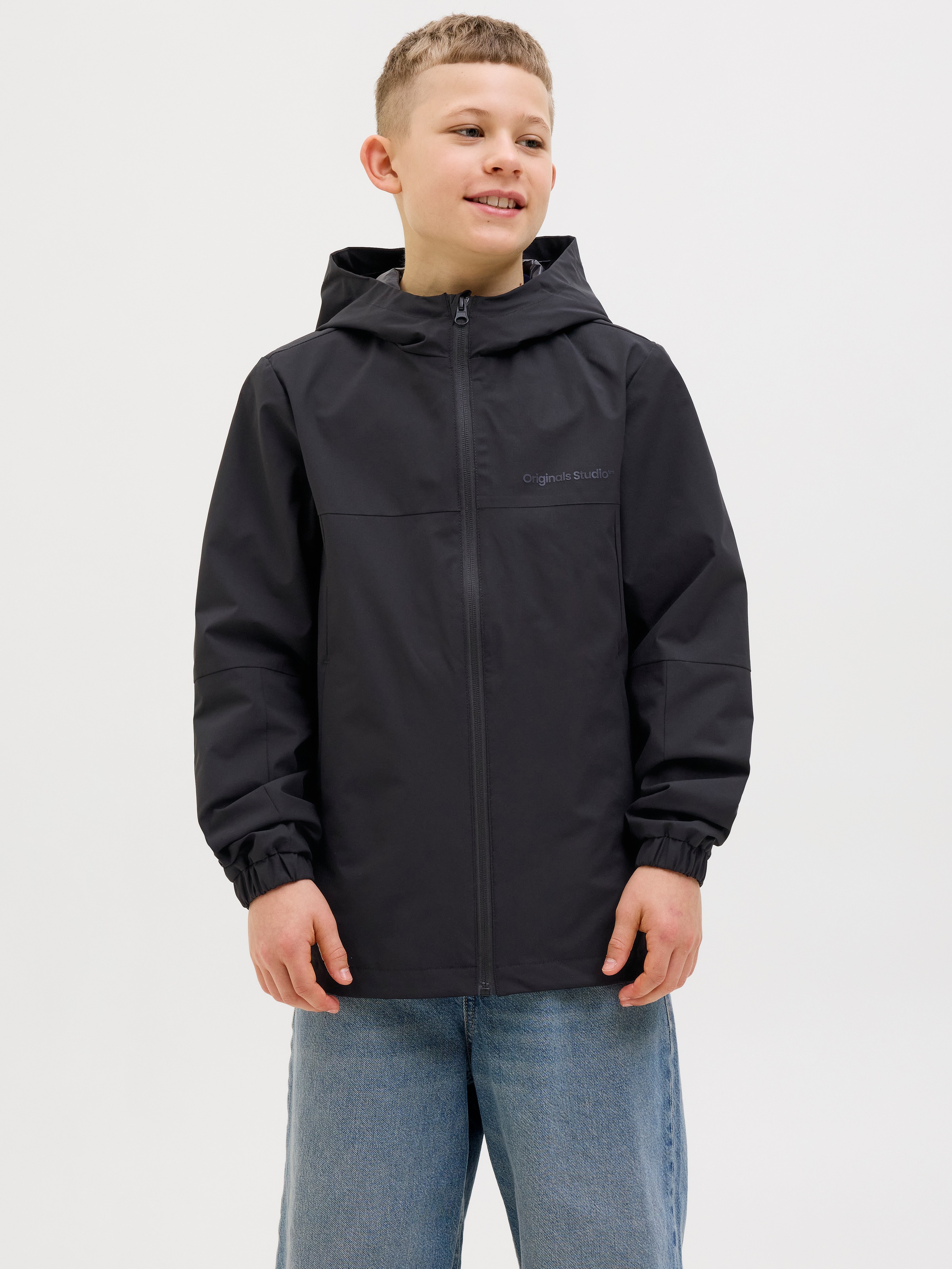 Jungen Outdoorjacke "JORVESTERBRO HOOD JACKET SN JNR", schwarz, Gr. 152, JACK & JONES JUNIOR, unifarben, Web, Obermaterial: 100% Polyester, Jacken