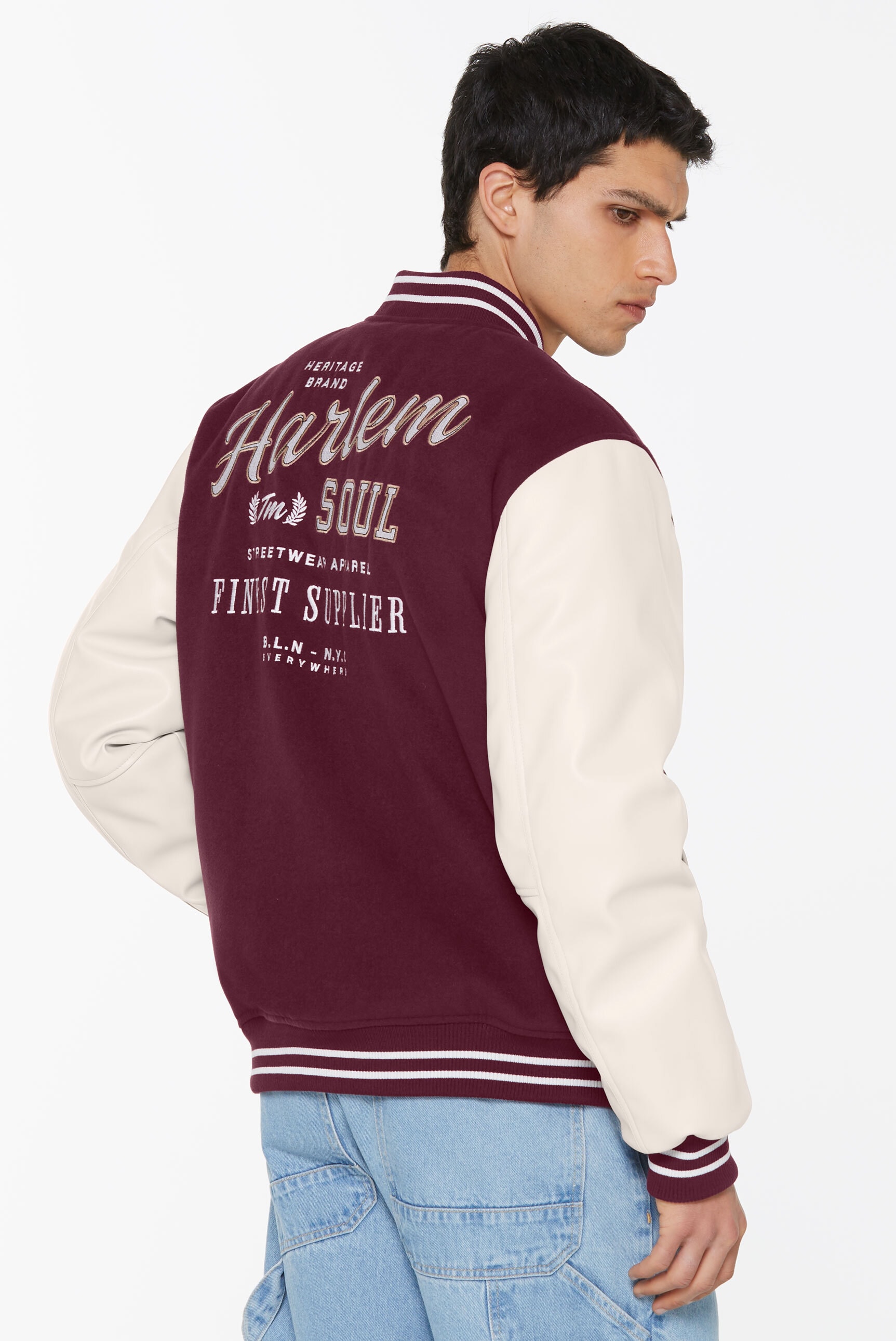 Harlem Soul Collegejacke ohne Kapuze mit Stickerei