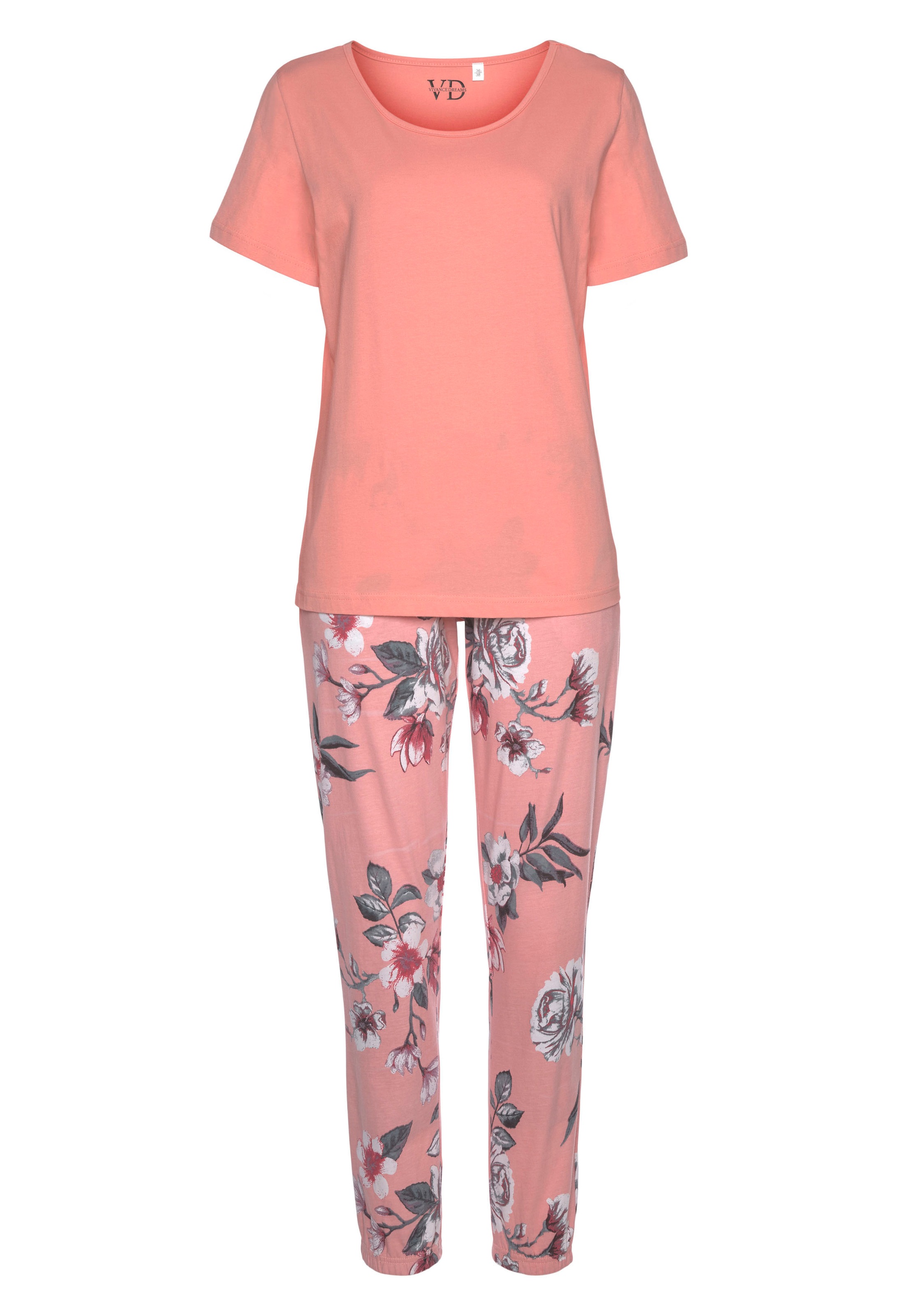 Vivance Dreams Pyjama 2-teilig, 2 tlg. mit Blumendruck günstig online kaufen