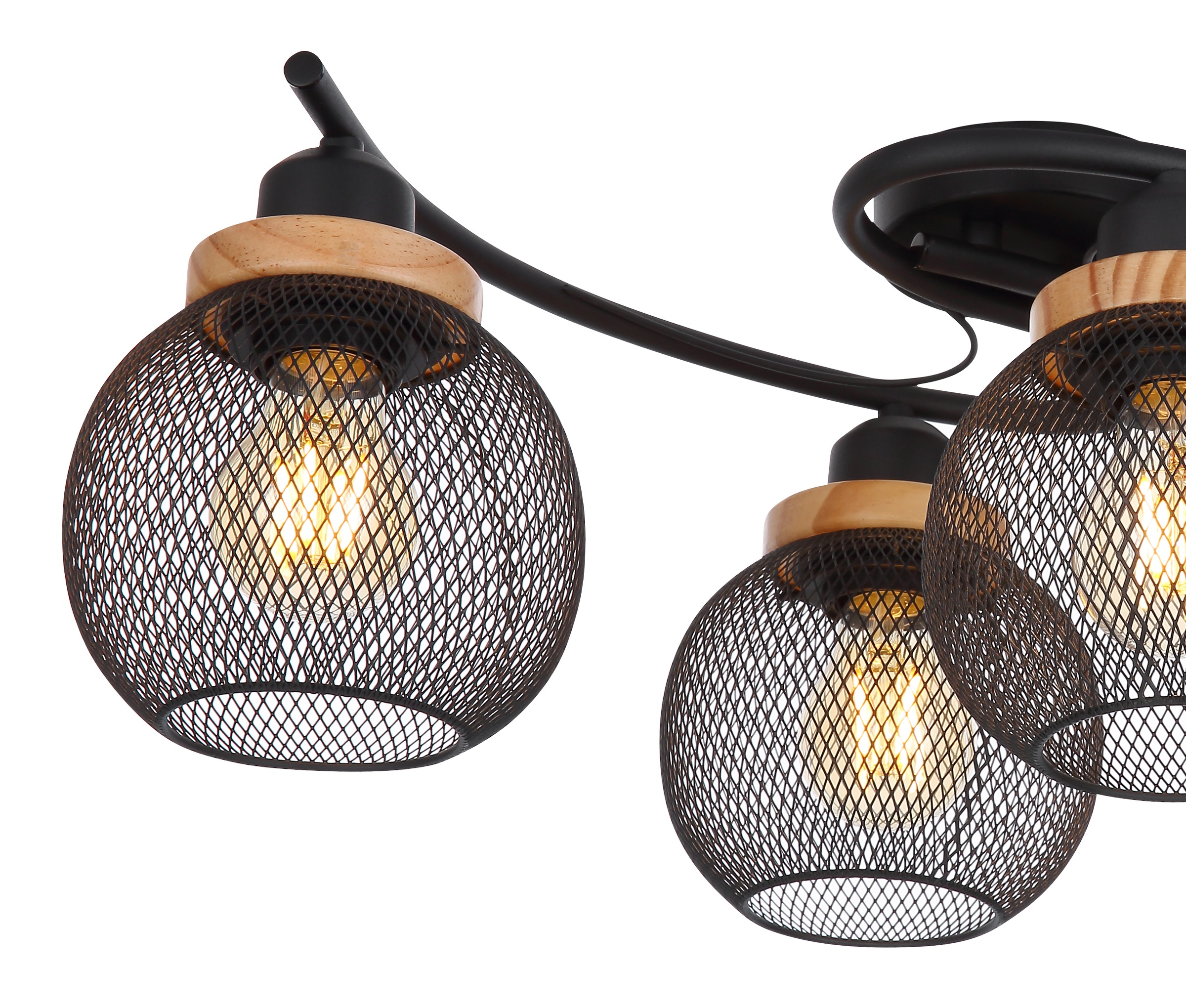 GLOBO LIGHTING Deckenleuchte »PABLO« E27 1 Stk. Deckenlampe Metall schwarz Metallgeflecht Holz Küche Wohnzimmer