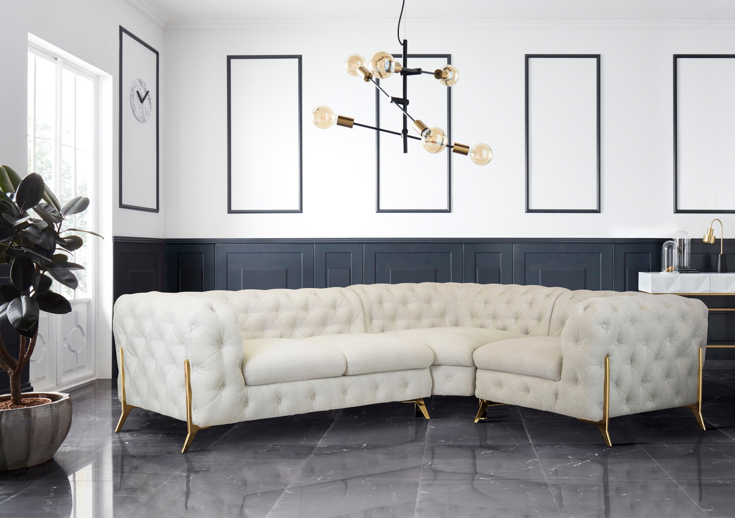 Home affaire Chesterfield-Sofa "Amaury L-Form" moderne Chersterfield-Optik, günstig online kaufen