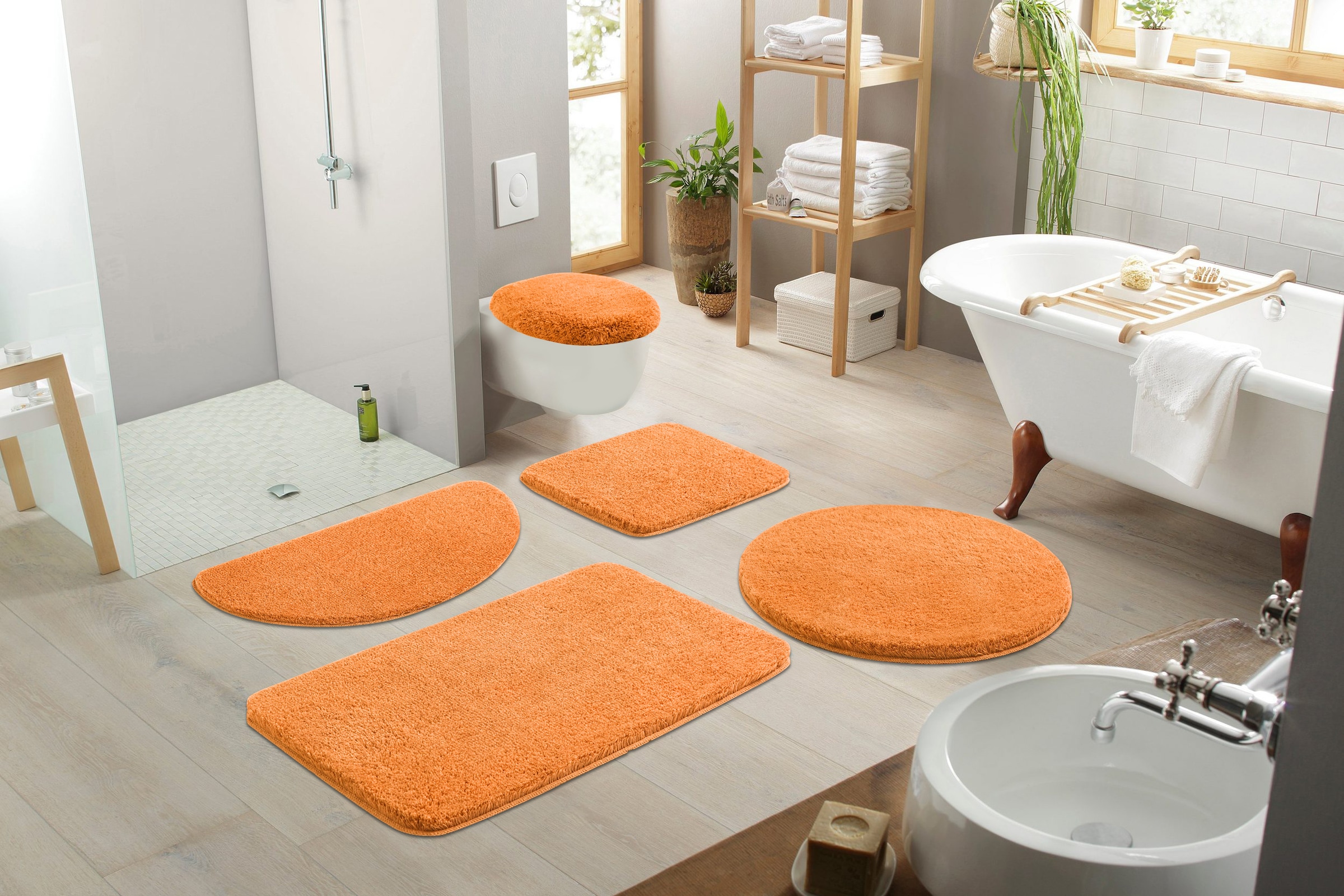 my home Badematte »Merida«, rutschhemmend beschichtet, fußbodenheizungsgeeignet-schnell trocknend-strapazierfähig, Badteppich, Uni Farben, rechteckig, rund & als 2-tlg. Set erhältlich