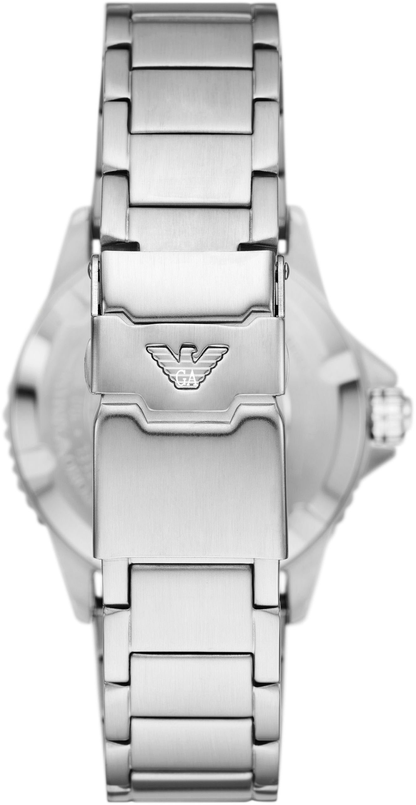 Emporio Armani Quarzuhr, Armbanduhr, Herrenuhr, Datum, GMT, bis 10 bar wasserdicht, Edelstahl