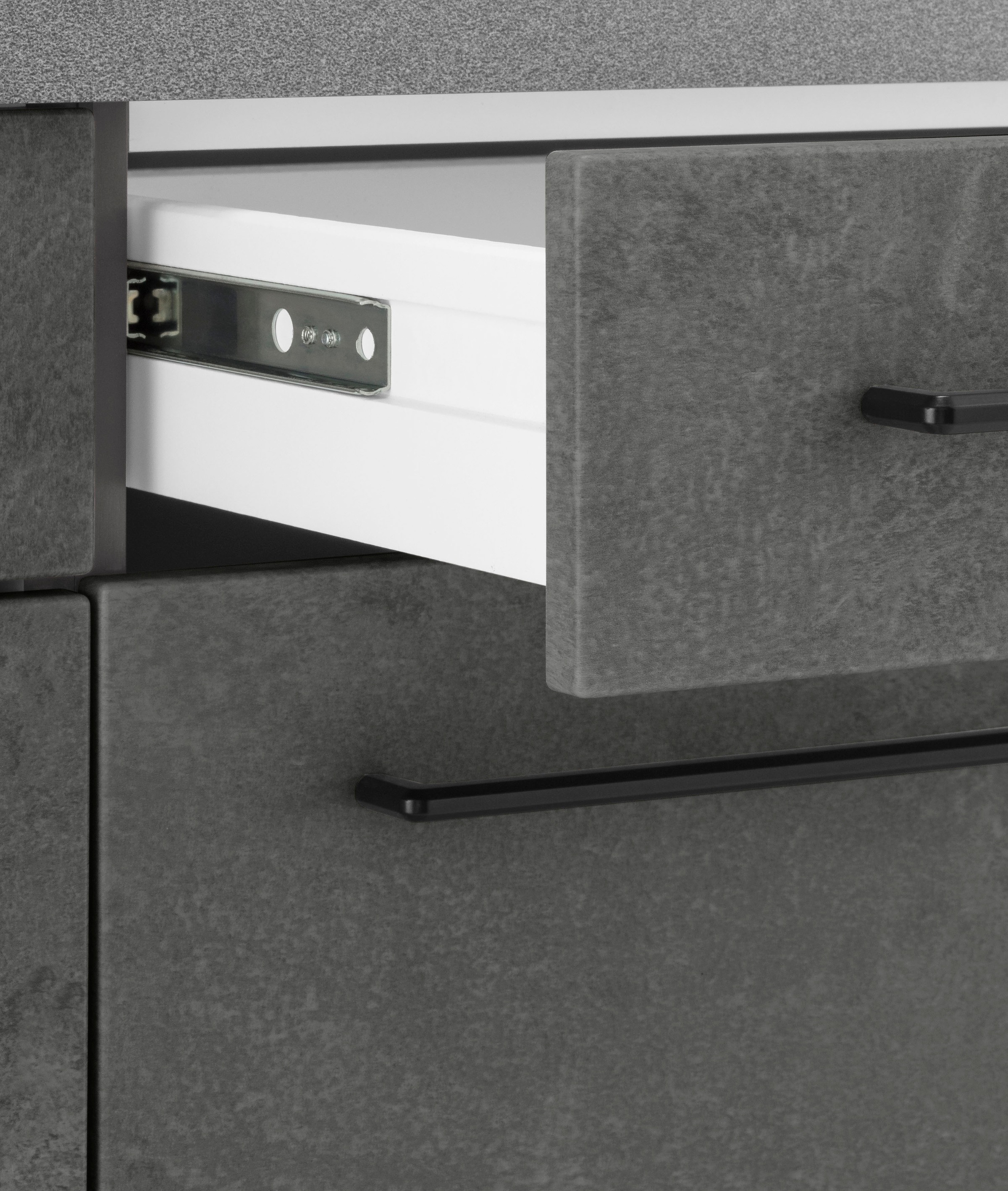 KOCHSTATION Küchenzeile »KS-Tulsa«, Breite 210 cm, schwarze Metallgriffe, hochwertige MDF Fronten